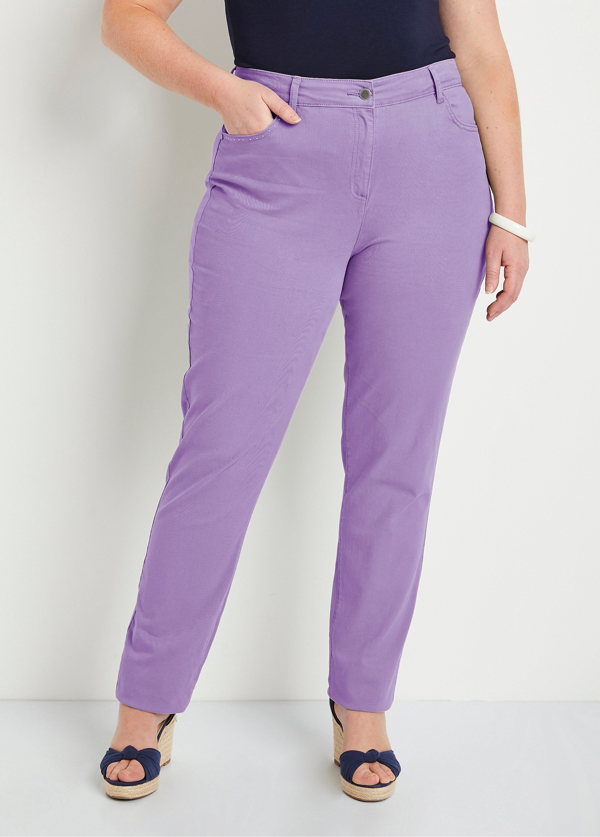 Pantalon droit 5 poches coton stretch