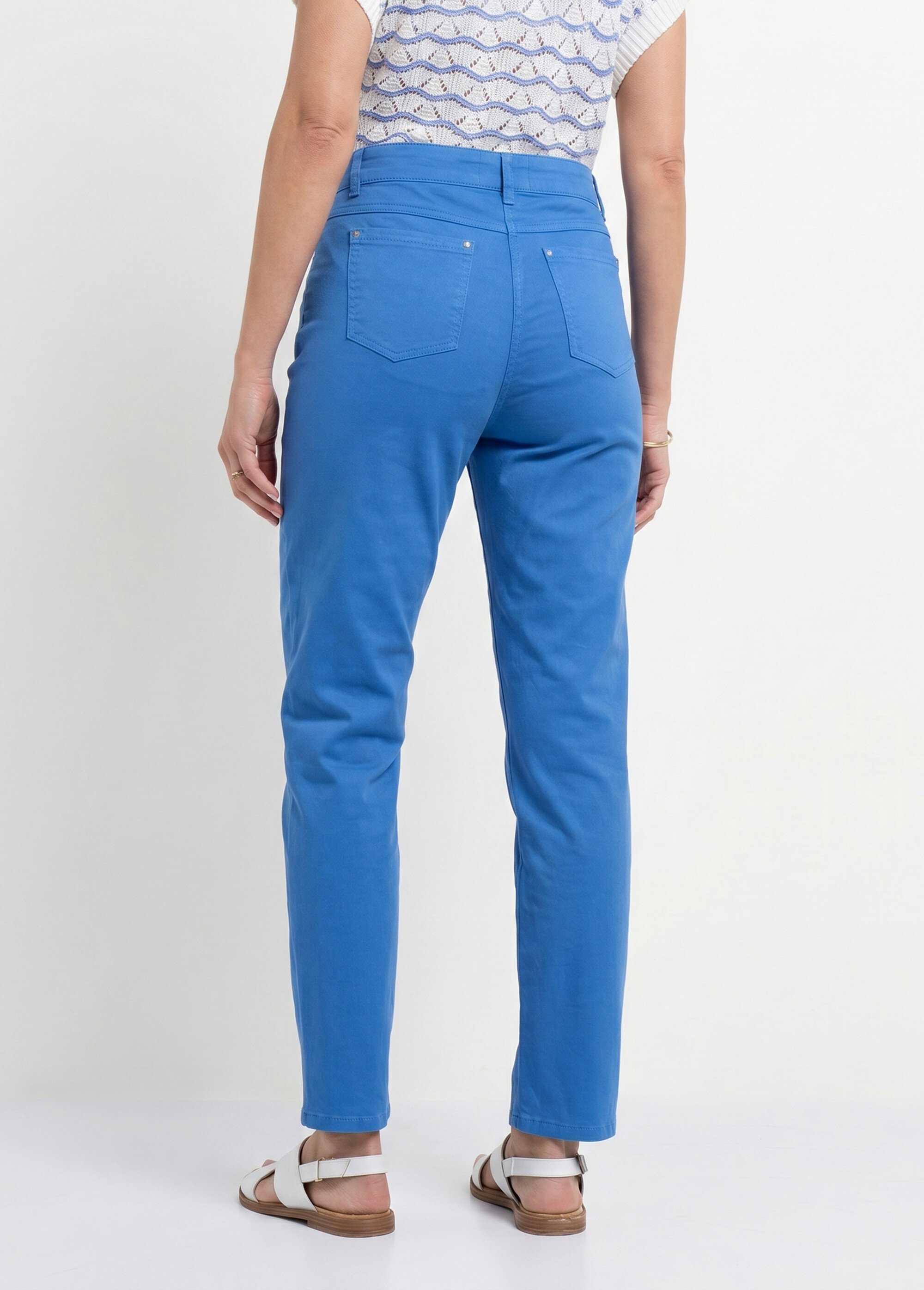 Pantalon droit 5 poches coton stretch Femme Bleu NANTERRE DO1