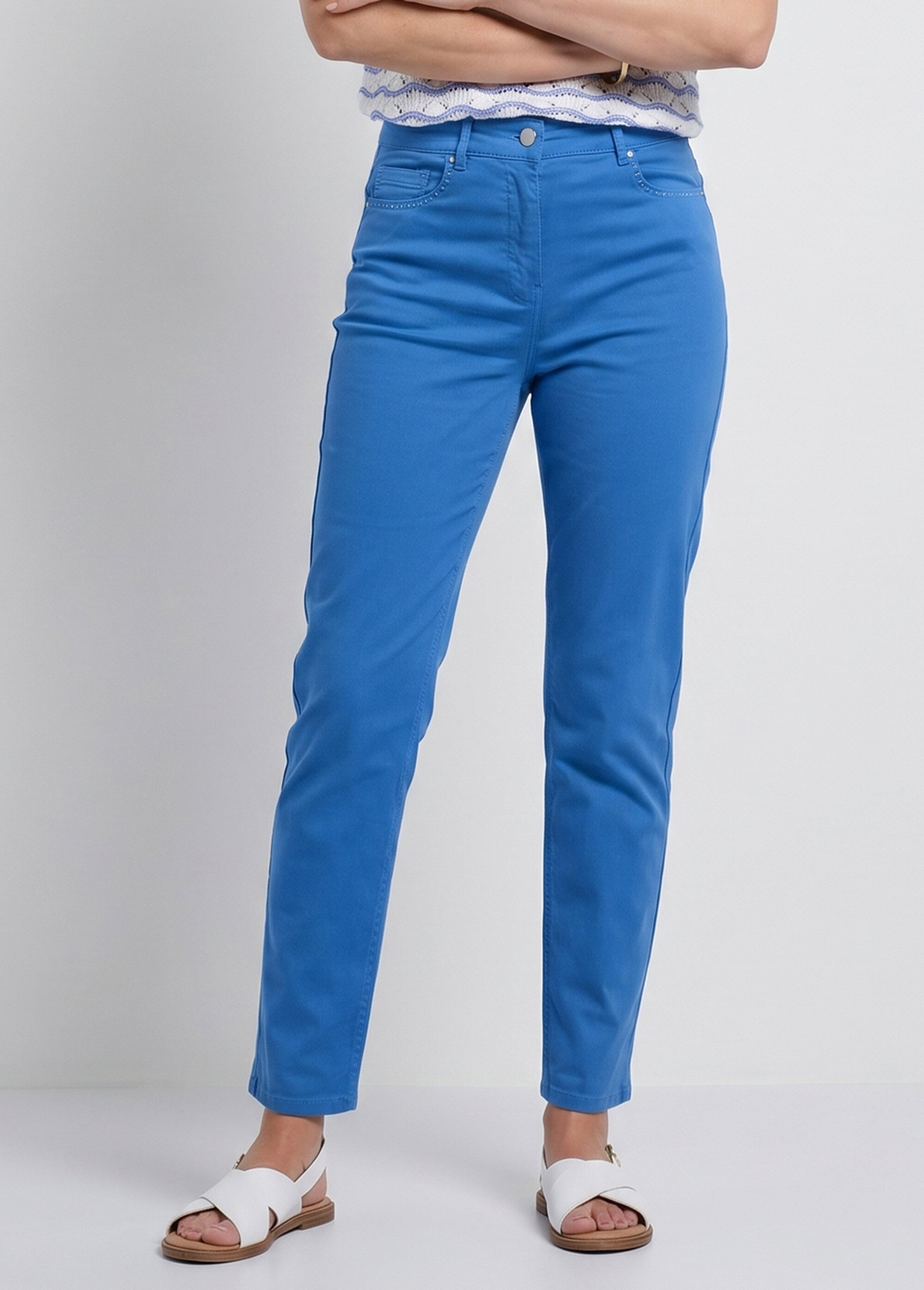 Pantalon droit 5 poches coton stretch Femme Bleu NANTERRE FA1