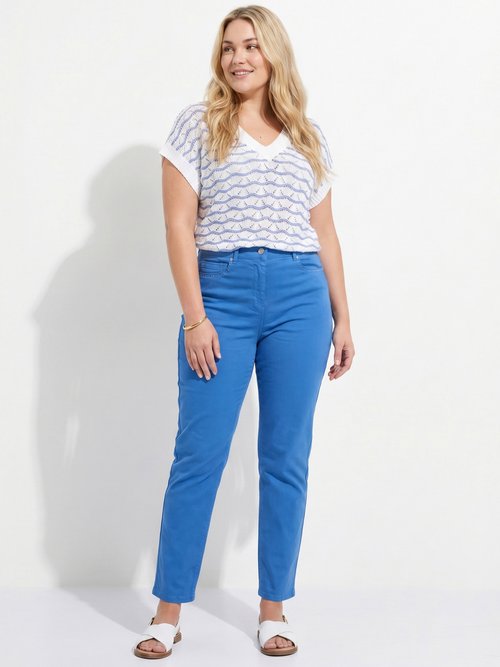 Pantalon droit 5 poches coton stretch Femme Grande Taille Bleu NANTERRE SI1
