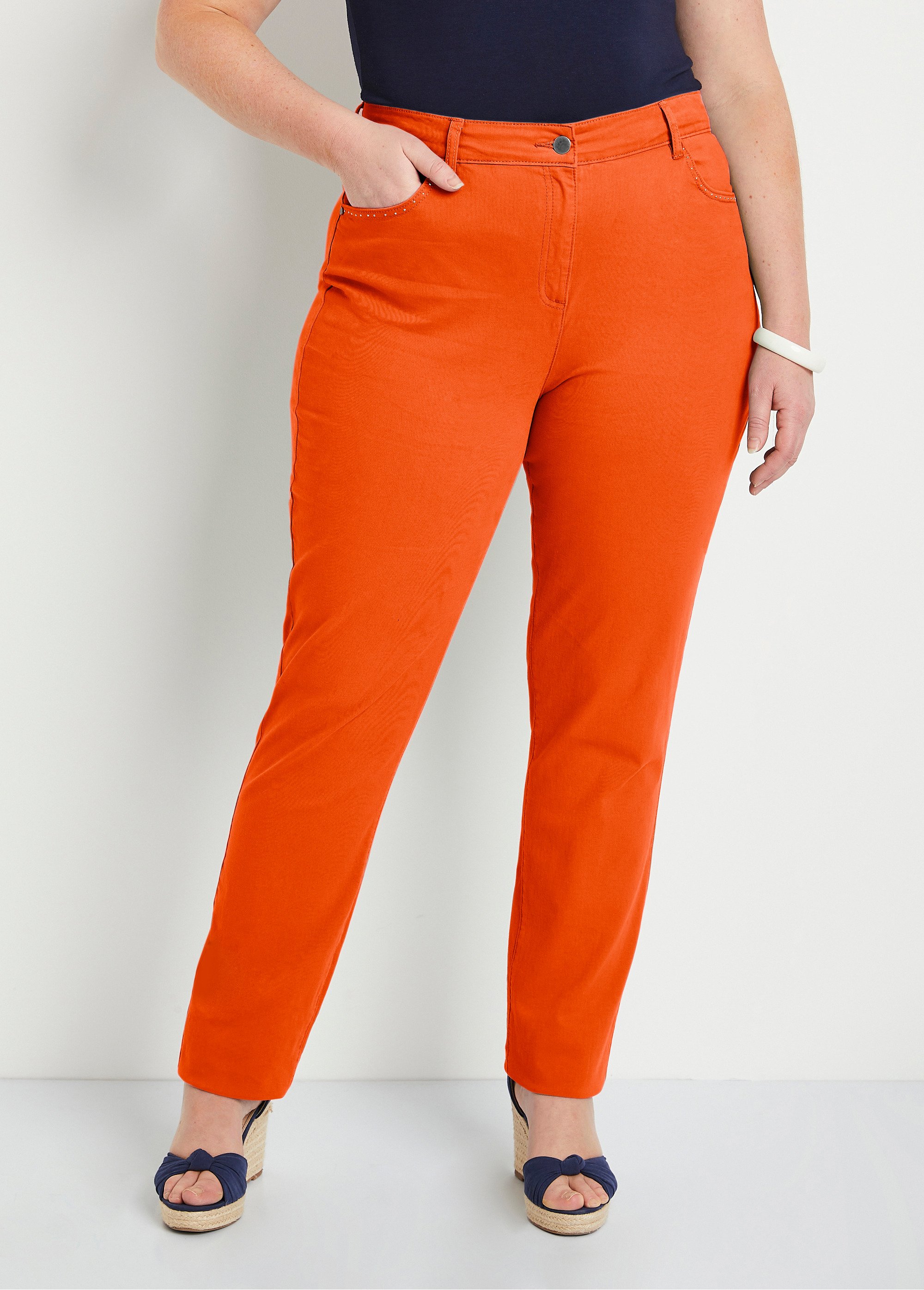 Pantalon droit 5 poches coton stretch