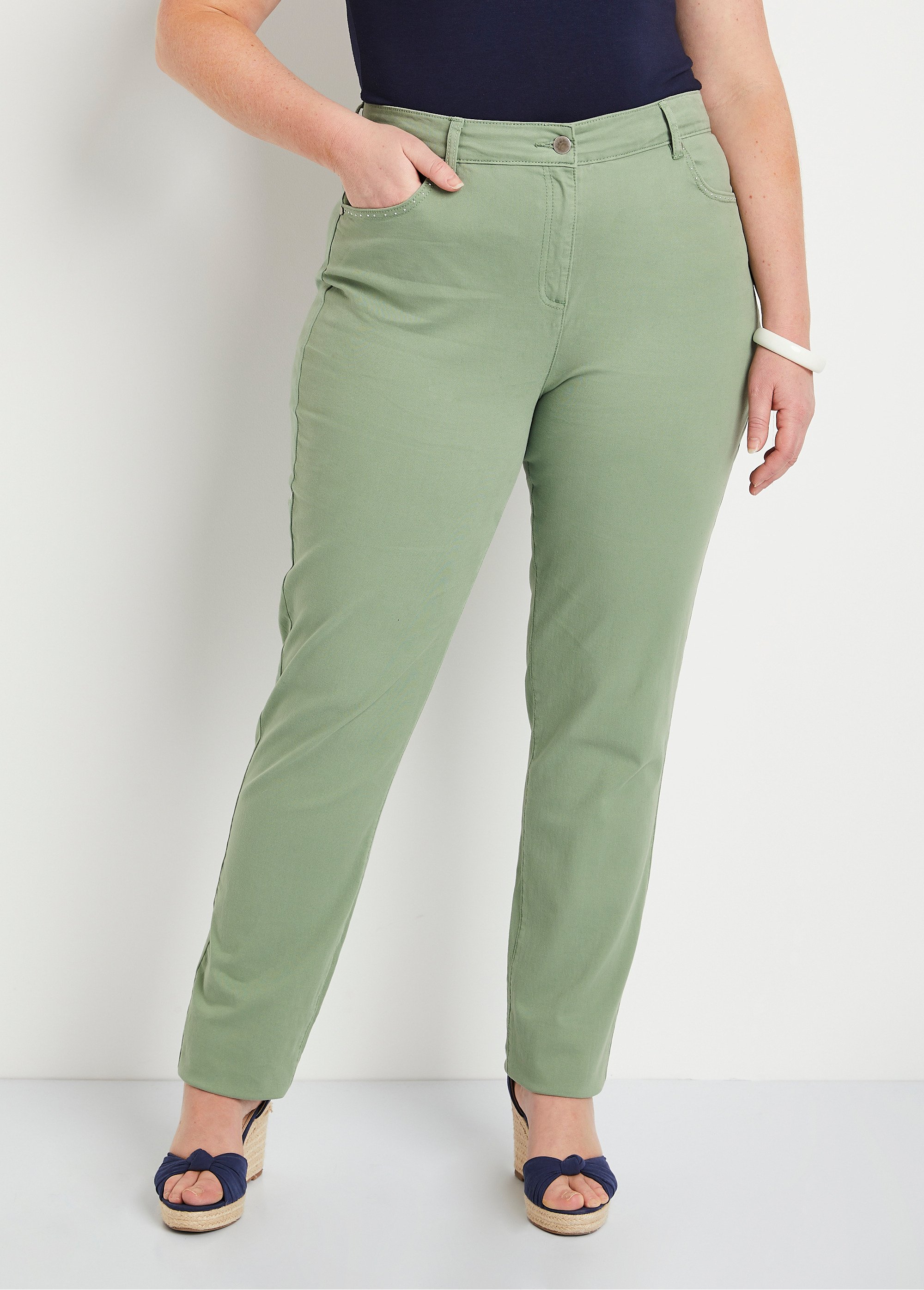Pantalon droit 5 poches coton stretch
