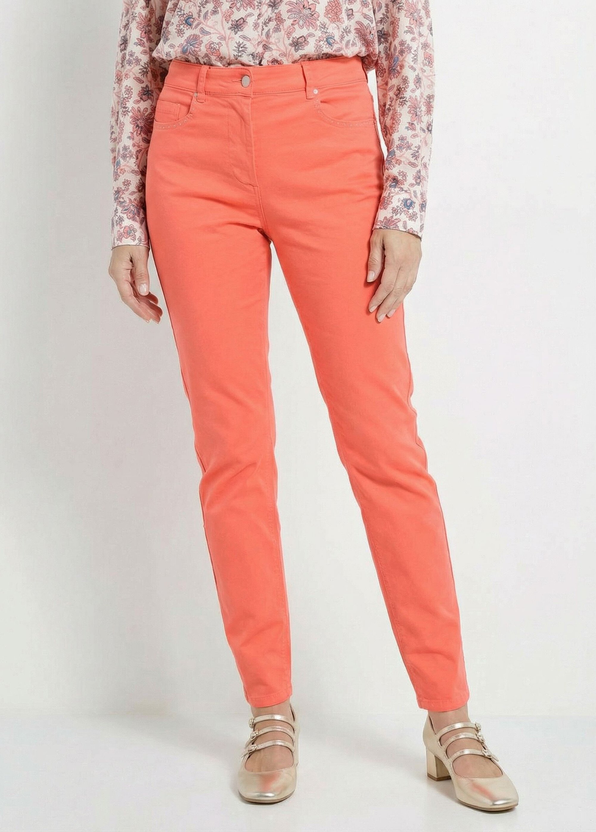 Pantalon droit 5 poches coton stretch Femme Rose NANTERRE FA1