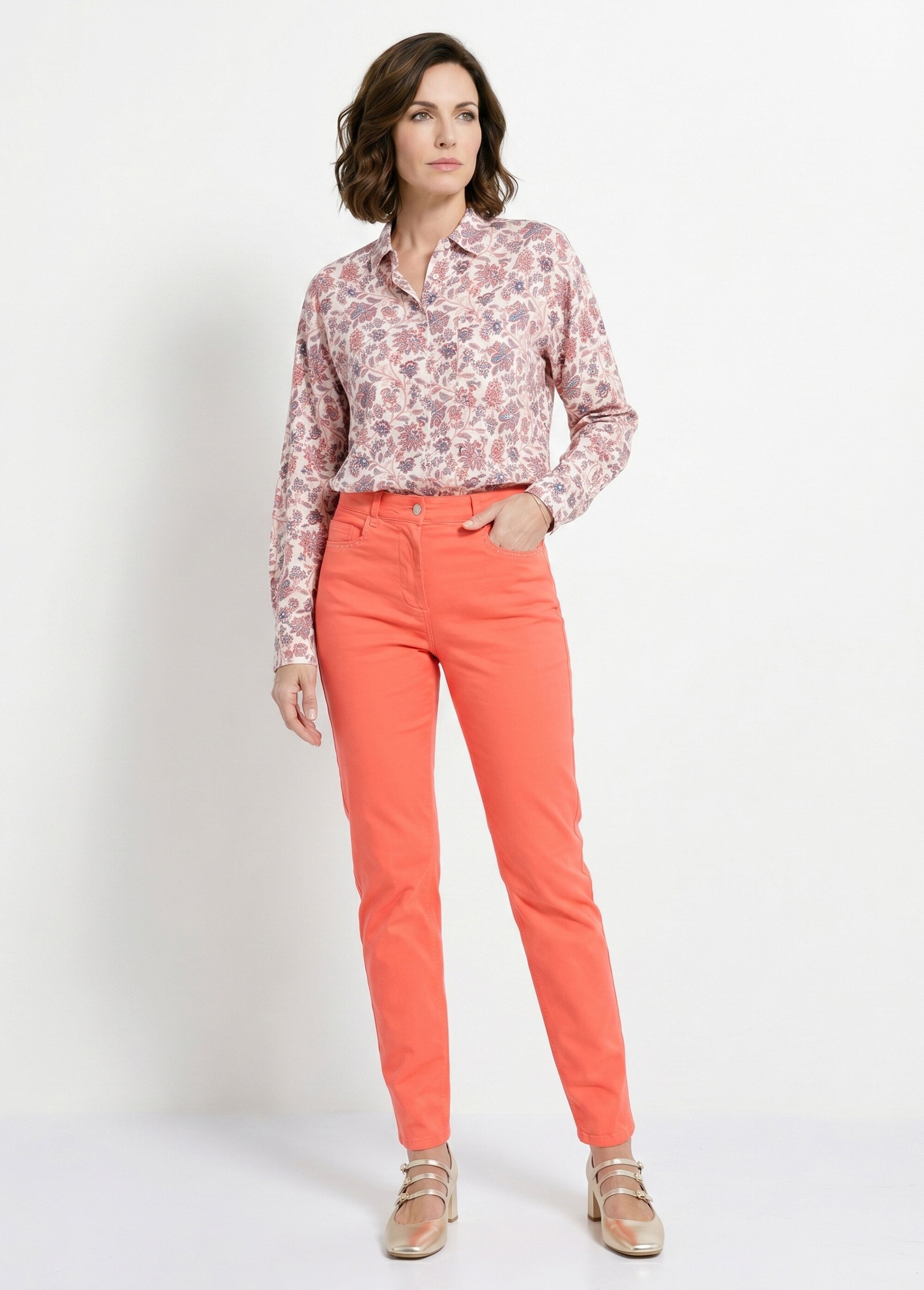 Pantalon droit 5 poches coton stretch