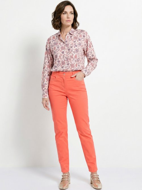 Pantalon droit 5 poches coton stretch Femme Rose NANTERRE MV1