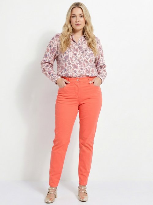 Pantalon droit 5 poches coton stretch Femme Grande Taille Rose NANTERRE SI1