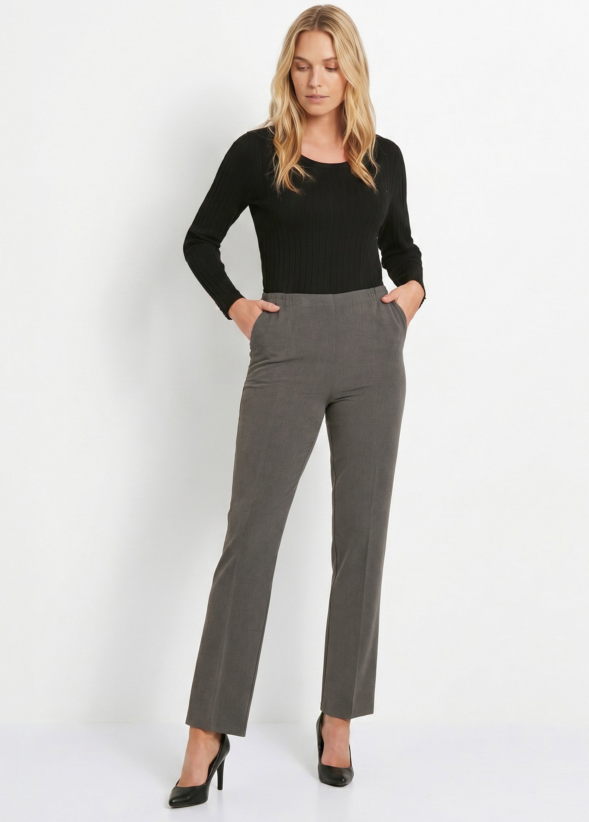 Pantalon droit taille semi-élastiquée