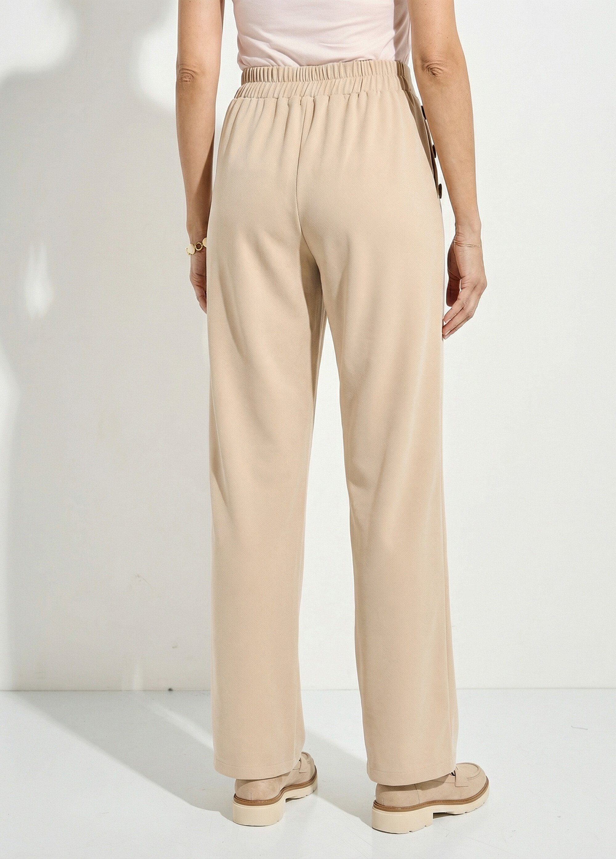 Pantalon large uni taille semi-élastiquée Femme Beige NOLA DO1
