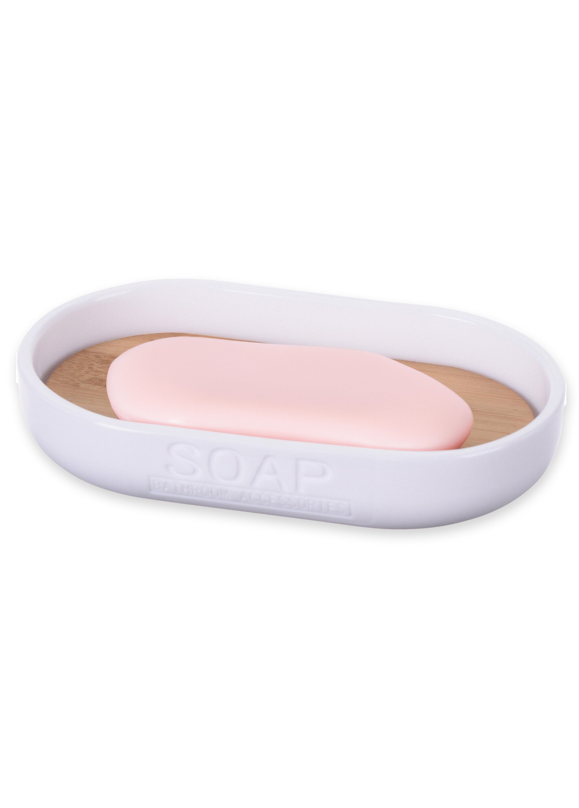 Porte savon détail bambou, Letters Blanc KP-170456610 DE1