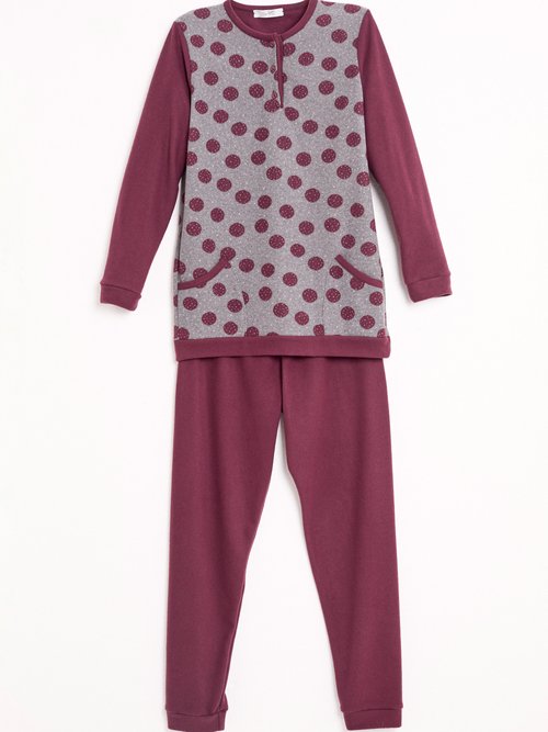 Pyjama pantalon maille milano imprimé pois Femme Rouge SIMILAIRE AP1