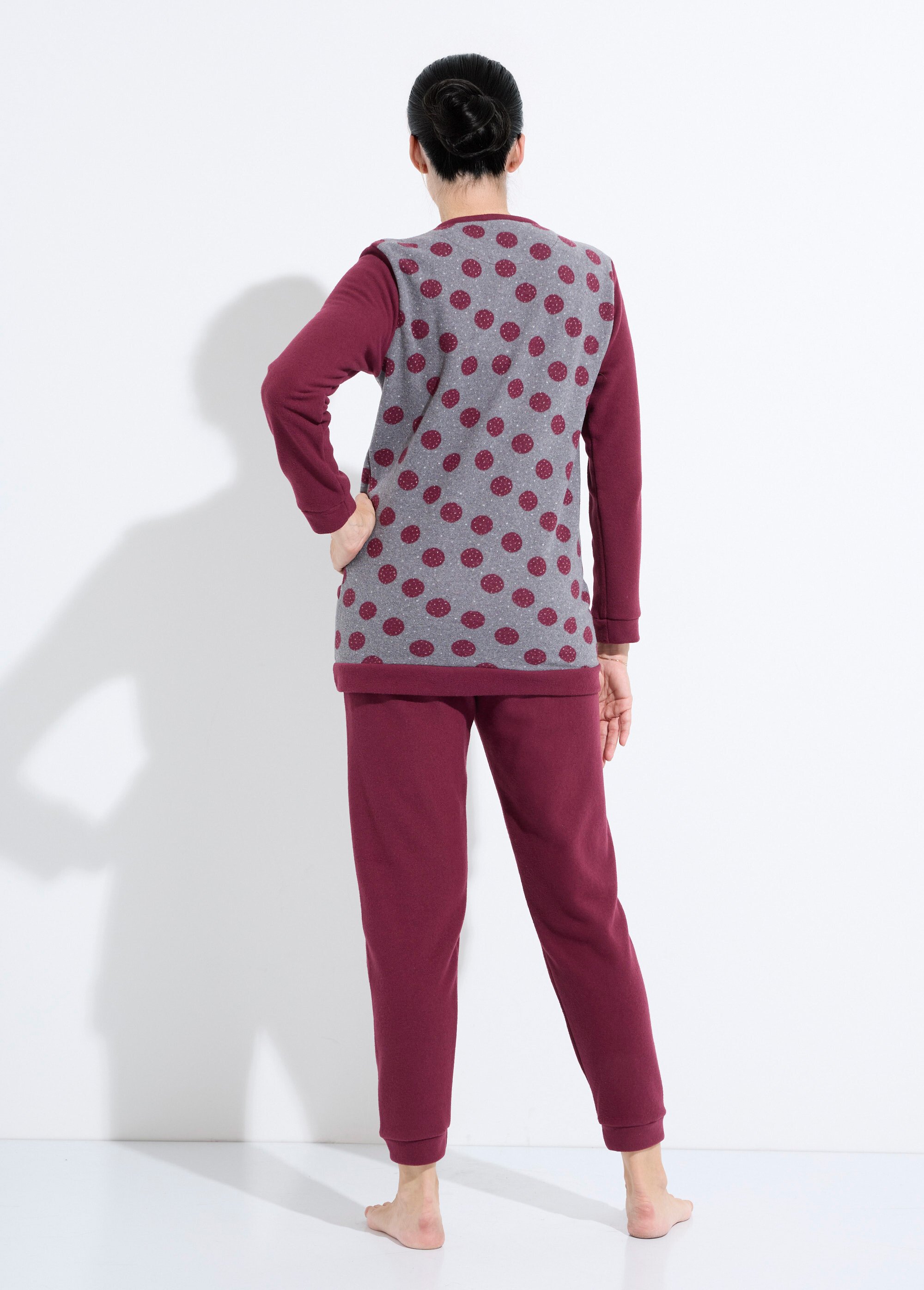 Pyjama pantalon maille milano imprimé pois Femme Rouge SIMILAIRE DO1