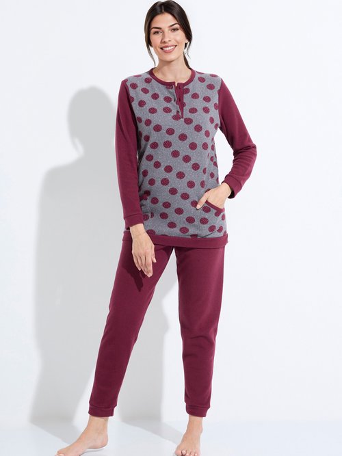 Pyjama pantalon maille milano imprimé pois Femme Rouge SIMILAIRE FA1