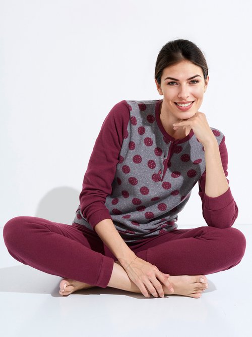 Pyjama pantalon maille milano imprimé pois Femme Rouge SIMILAIRE MV1