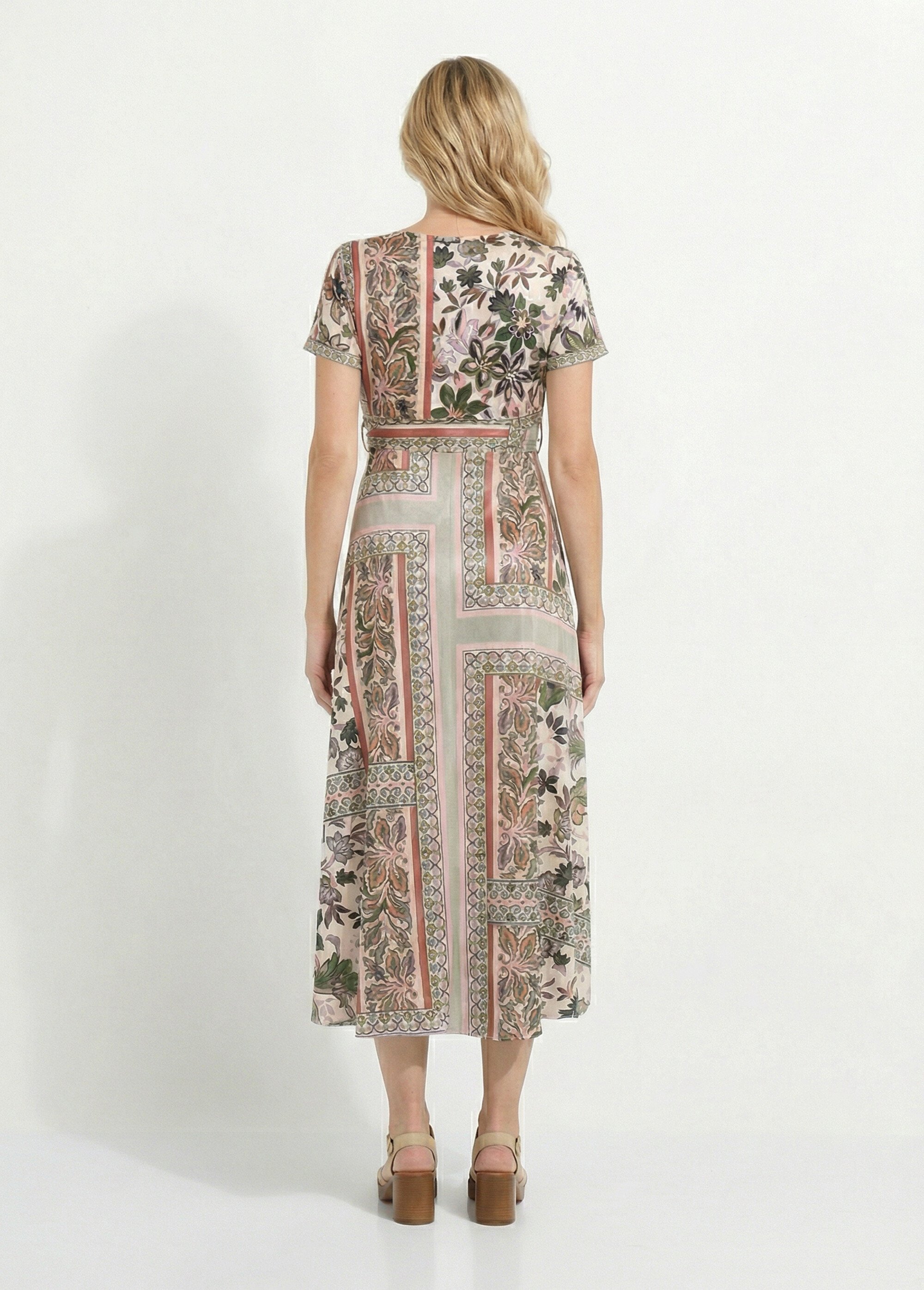 Robe longue cache-coeur imprimée Femme ROSE ET KAKI EFIRA DO1