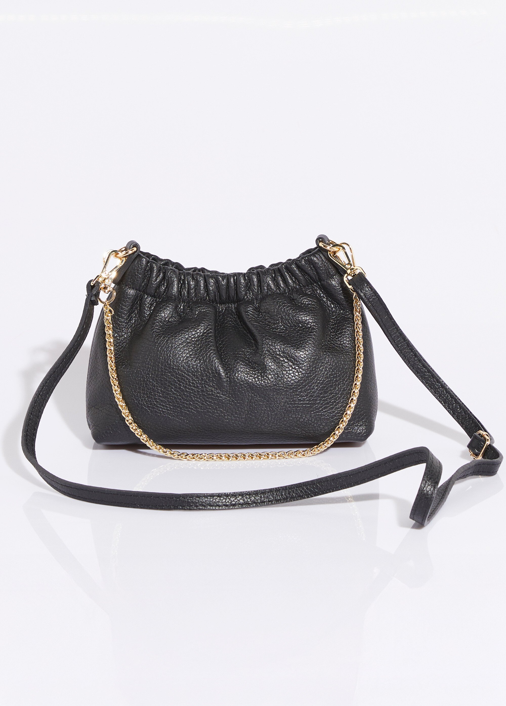 Sac plissé cuir bandoulière métal