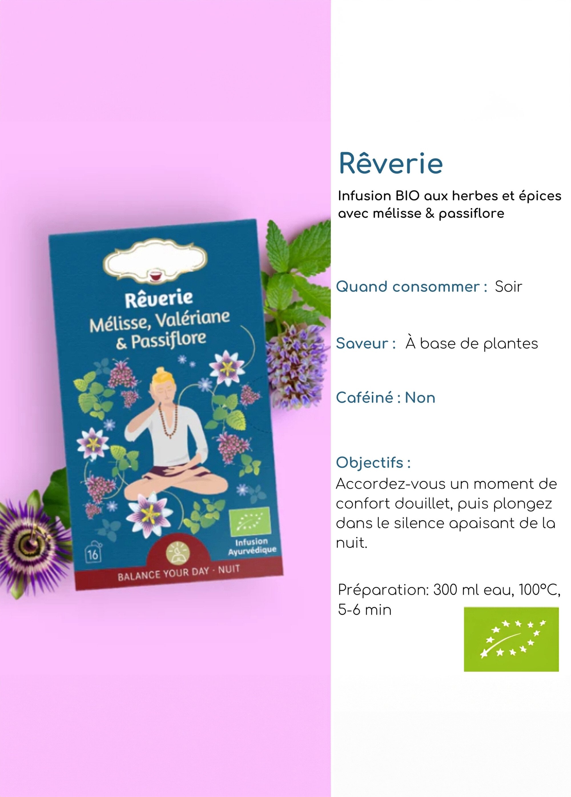 Sachets infusion BIO mélisse valériane passiflore