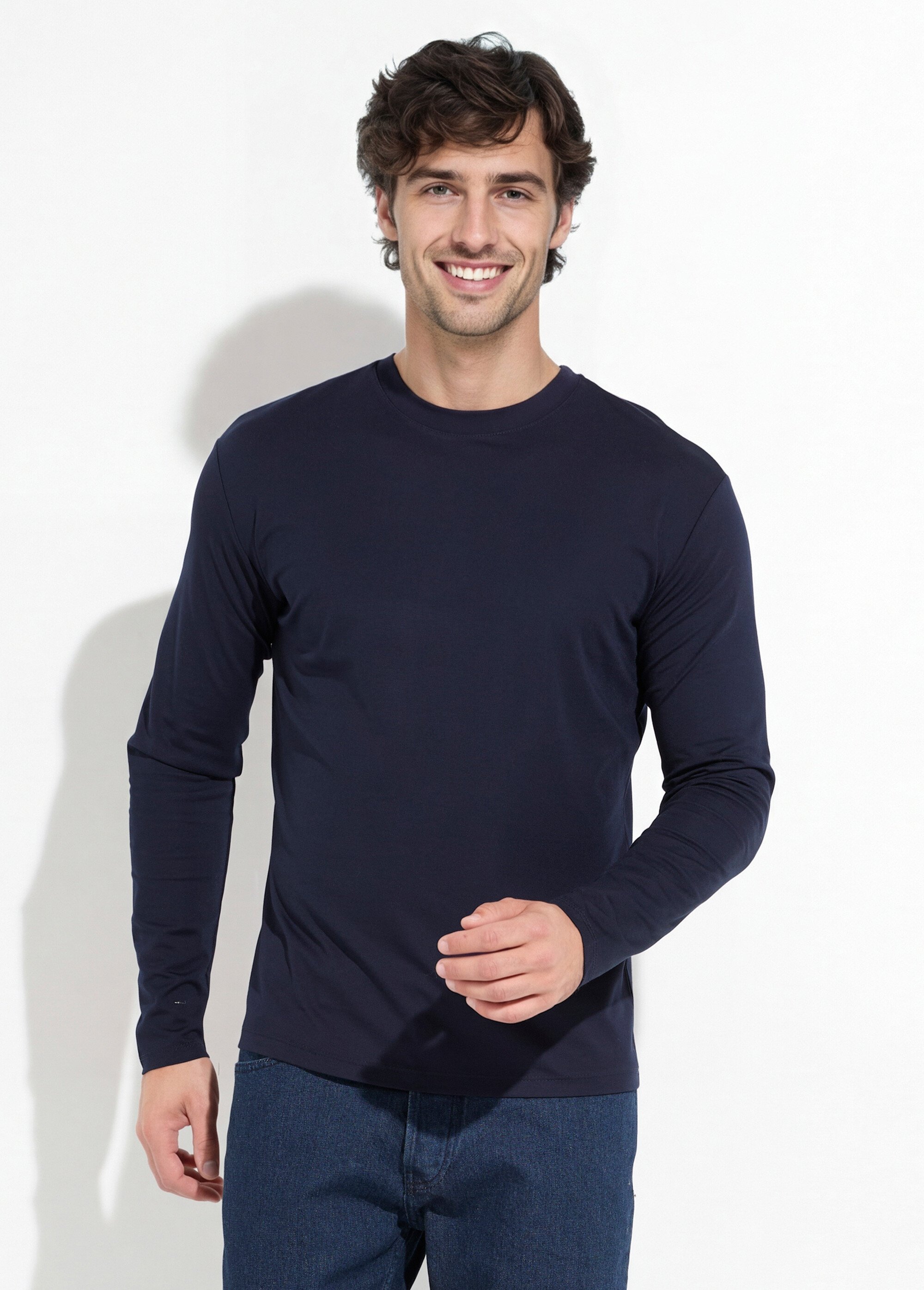T-shirt à manches longues avec stretch Homme Bleu FRI7049 FA1
