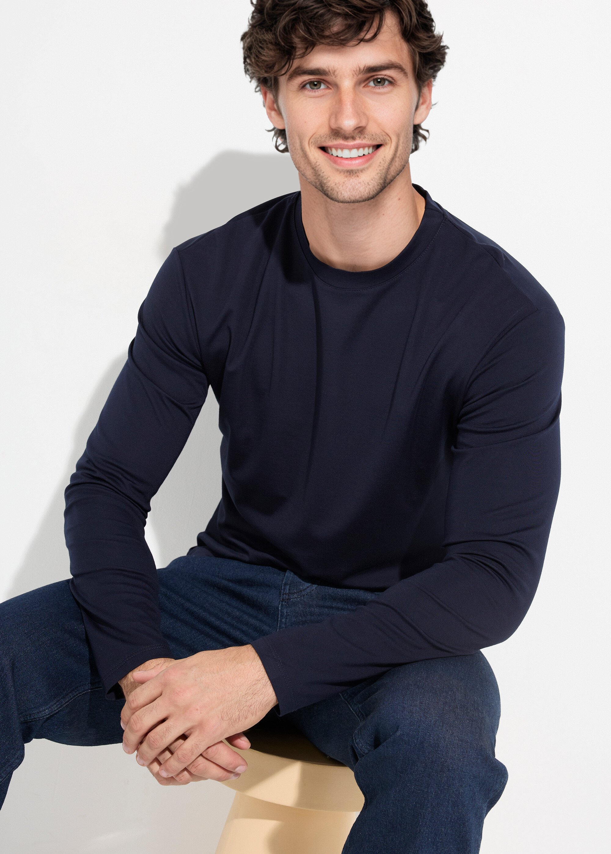 T-shirt à manches longues avec stretch Homme Bleu FRI7049 MV1