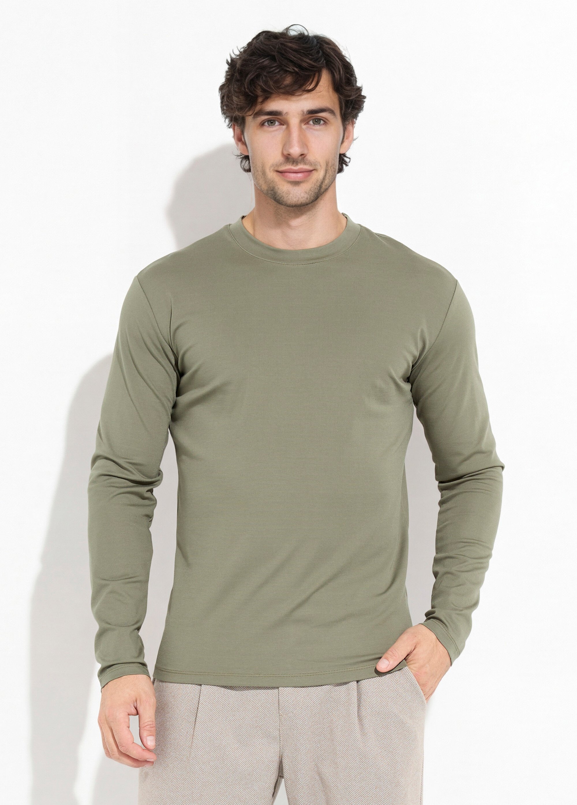 T-shirt à manches longues avec stretch Homme Vert FRI7049 FA1