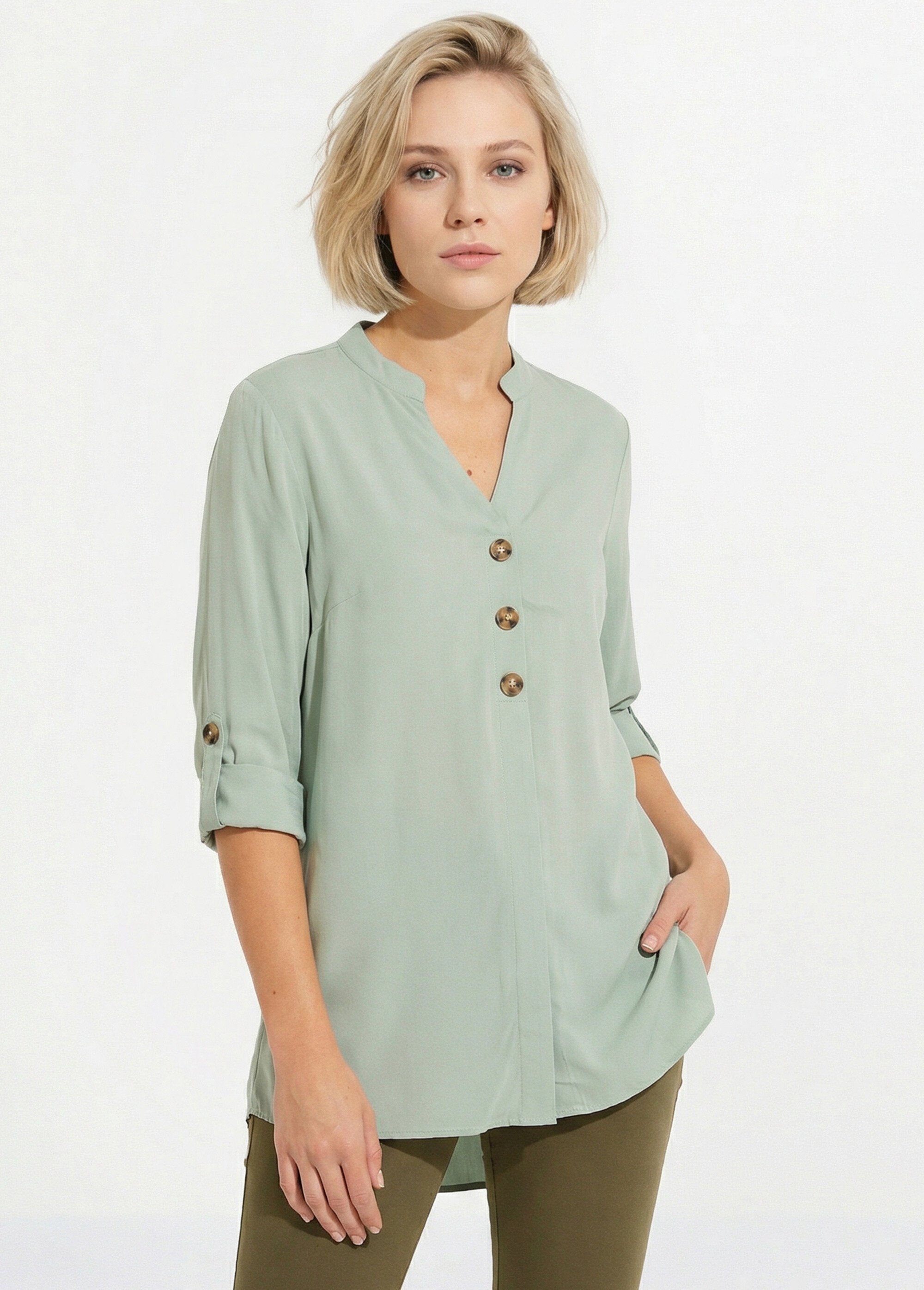 Tunique ample longue manches 3/4 Femme Vert CELSO MV1