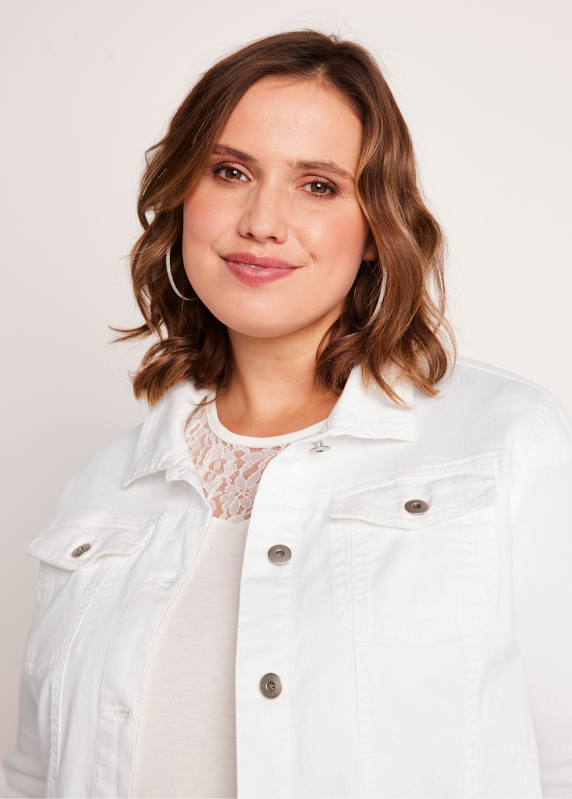 Veste en jean droite boutonnée