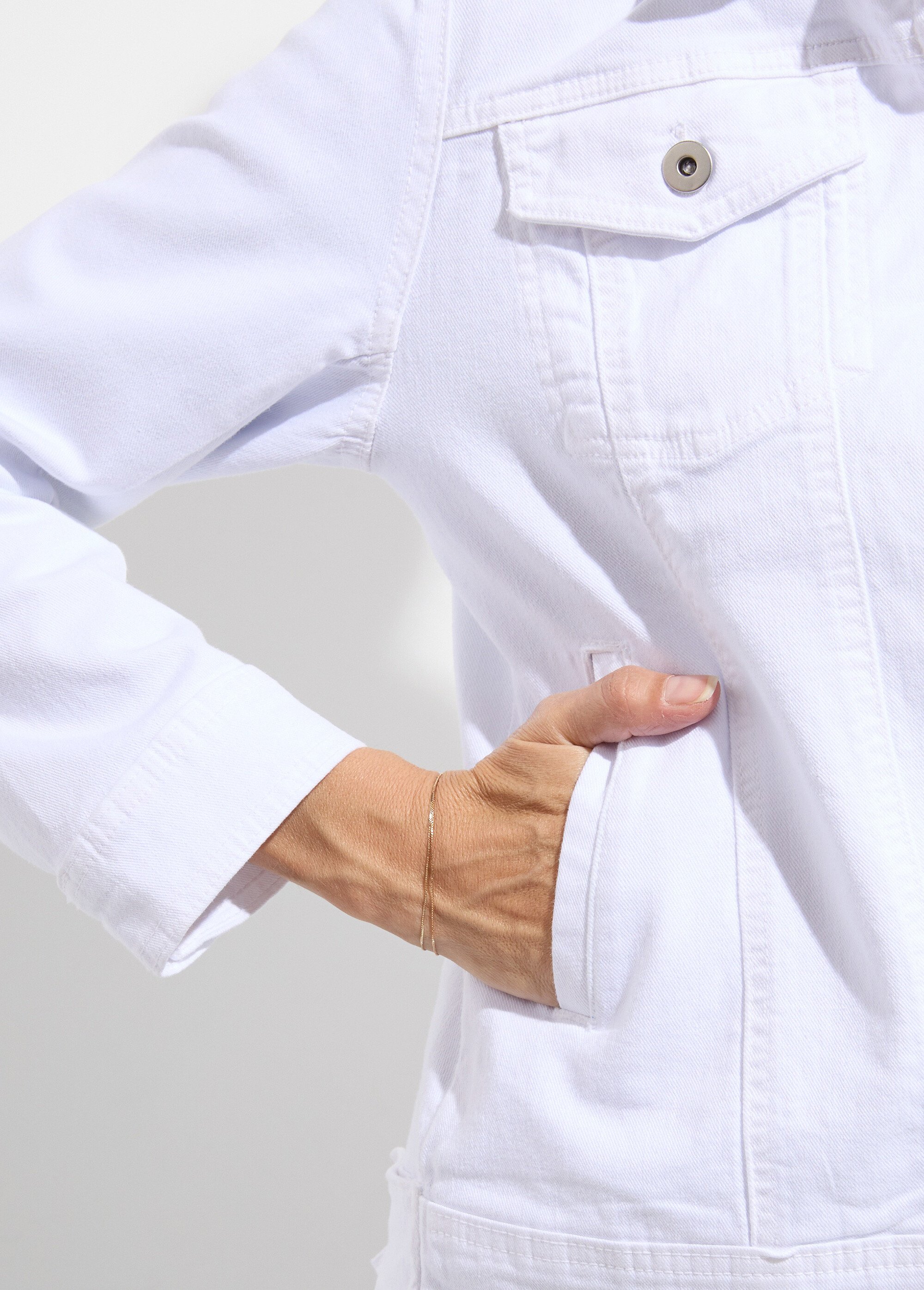 Veste en jean droite boutonnée