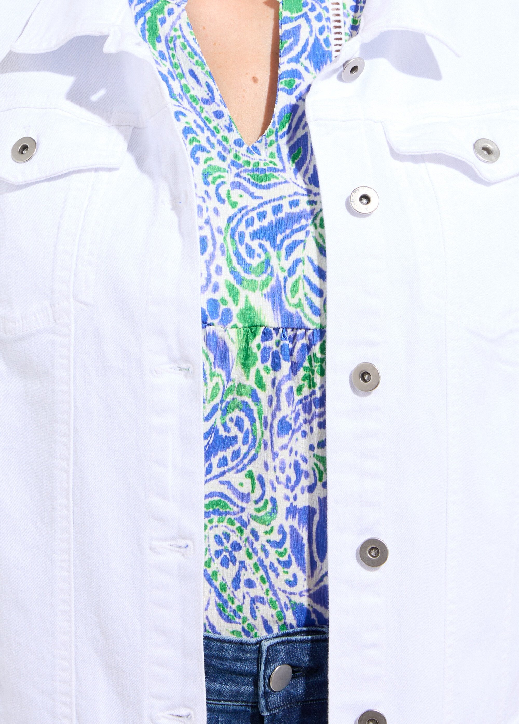 Veste en jean droite boutonnée