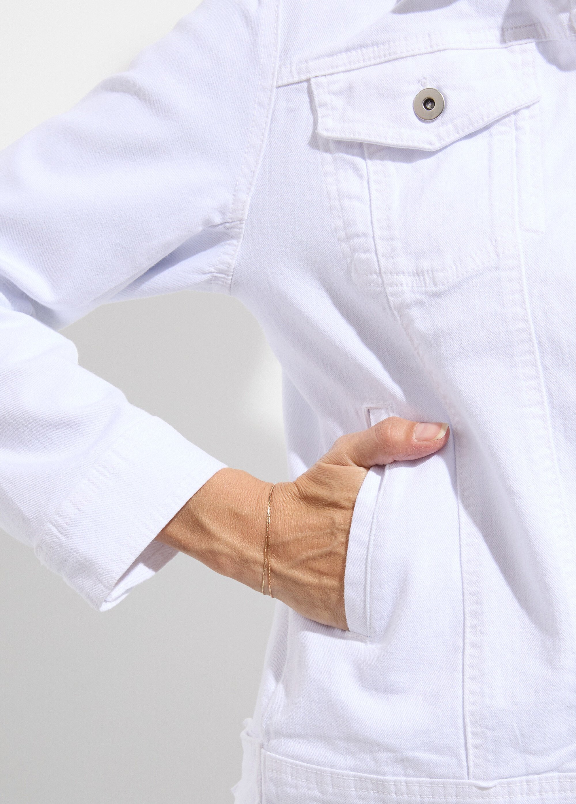 Veste en jean droite boutonnée Femme Blanc TEXIER DE2