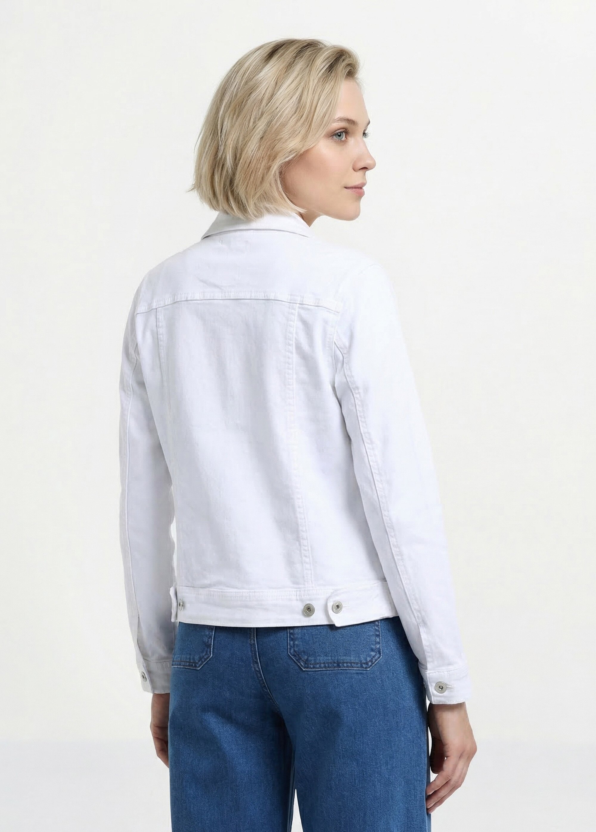 Veste en jean droite boutonnée