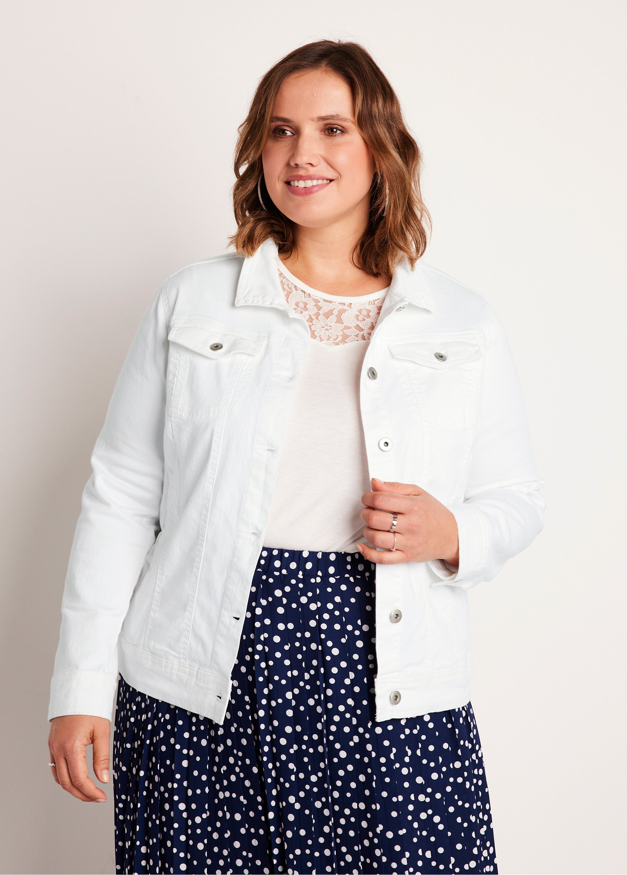 Veste en jean droite boutonnée