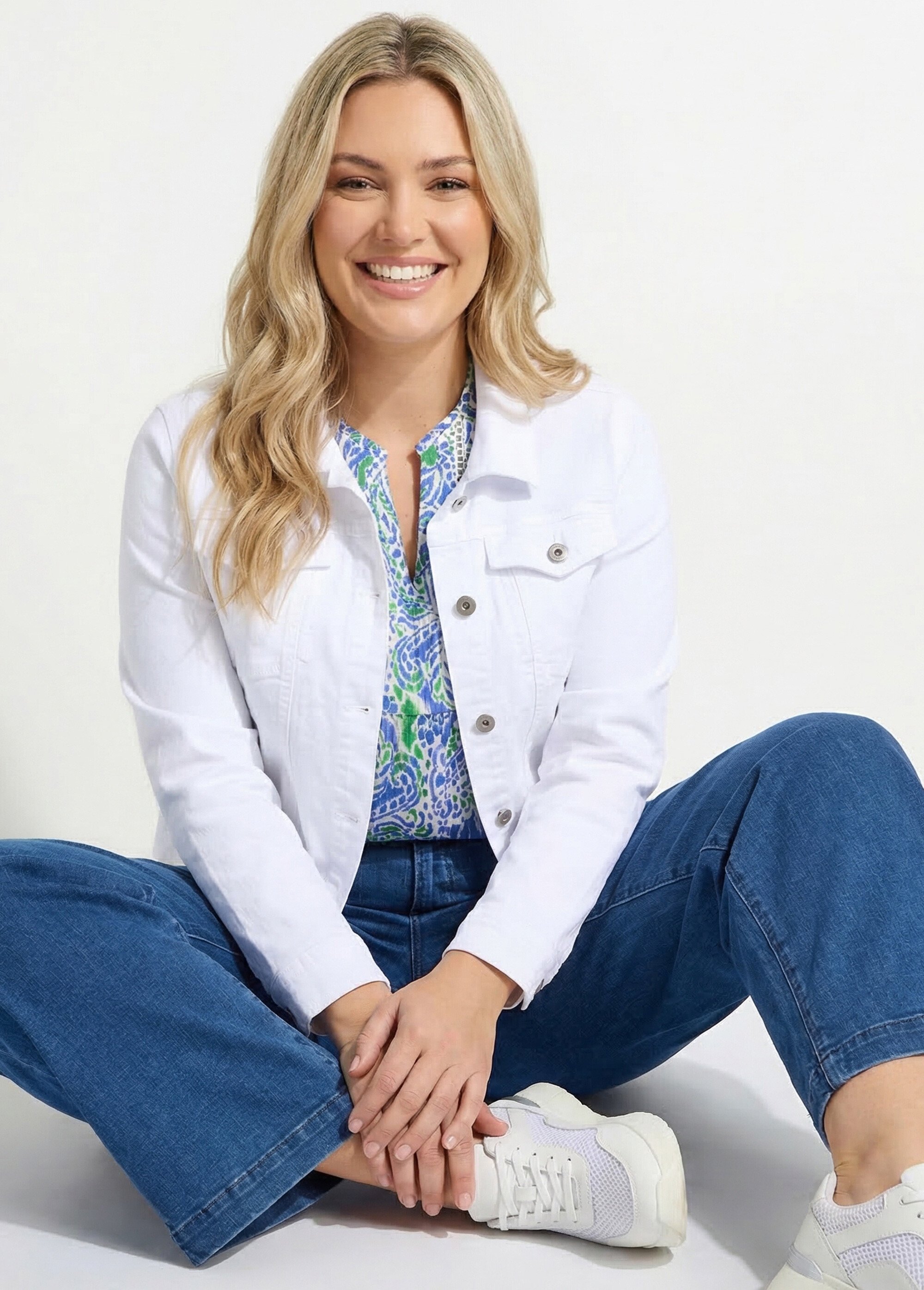 Veste en jean droite boutonnée