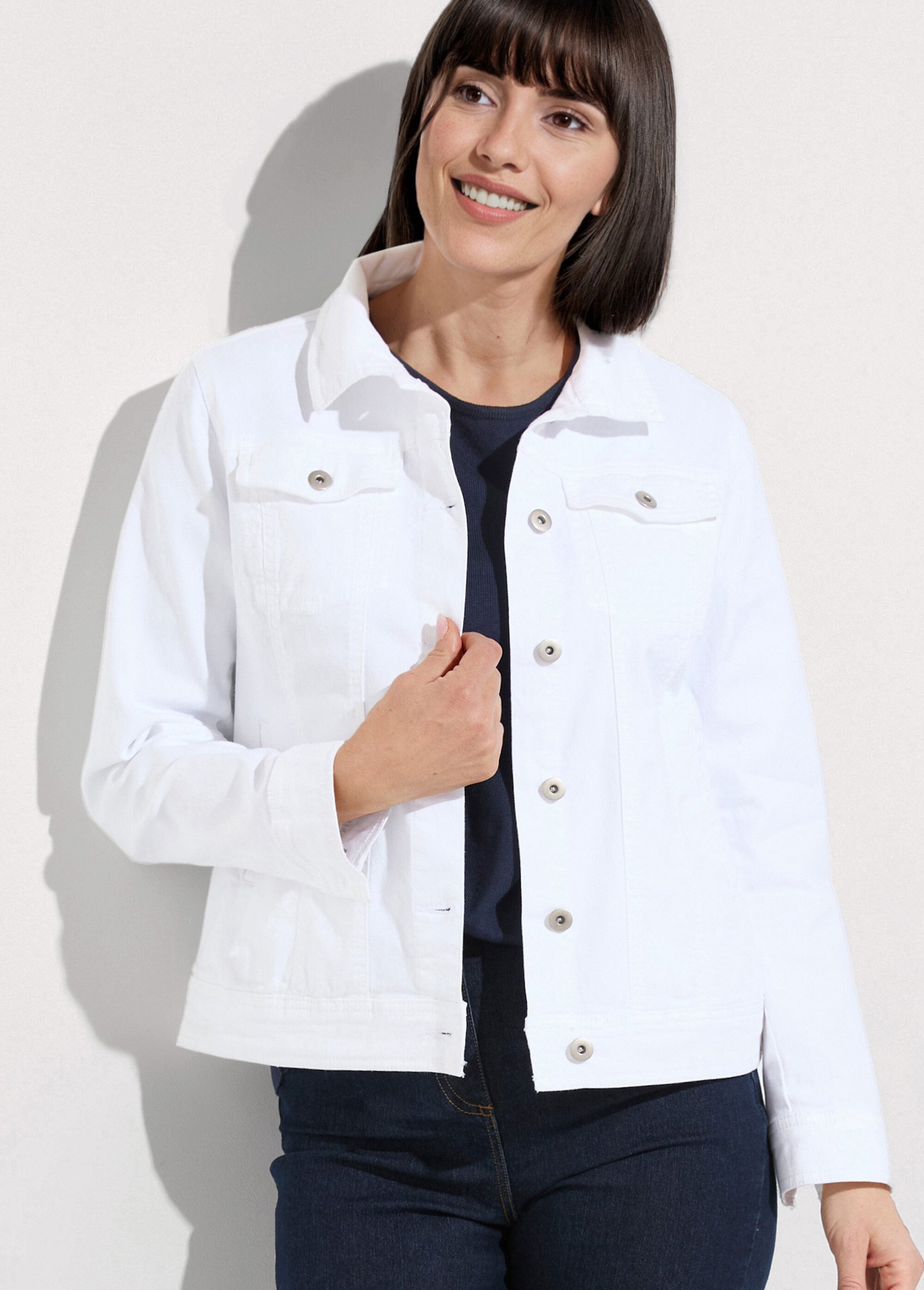 Veste en jean droite boutonnée Femme Blanc TEXIER MV1