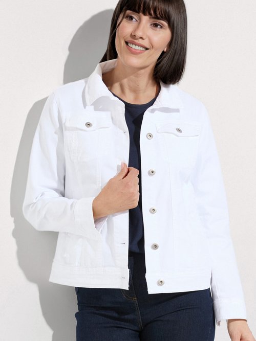Veste en jean droite boutonnée Femme Blanc TEXIER MV1