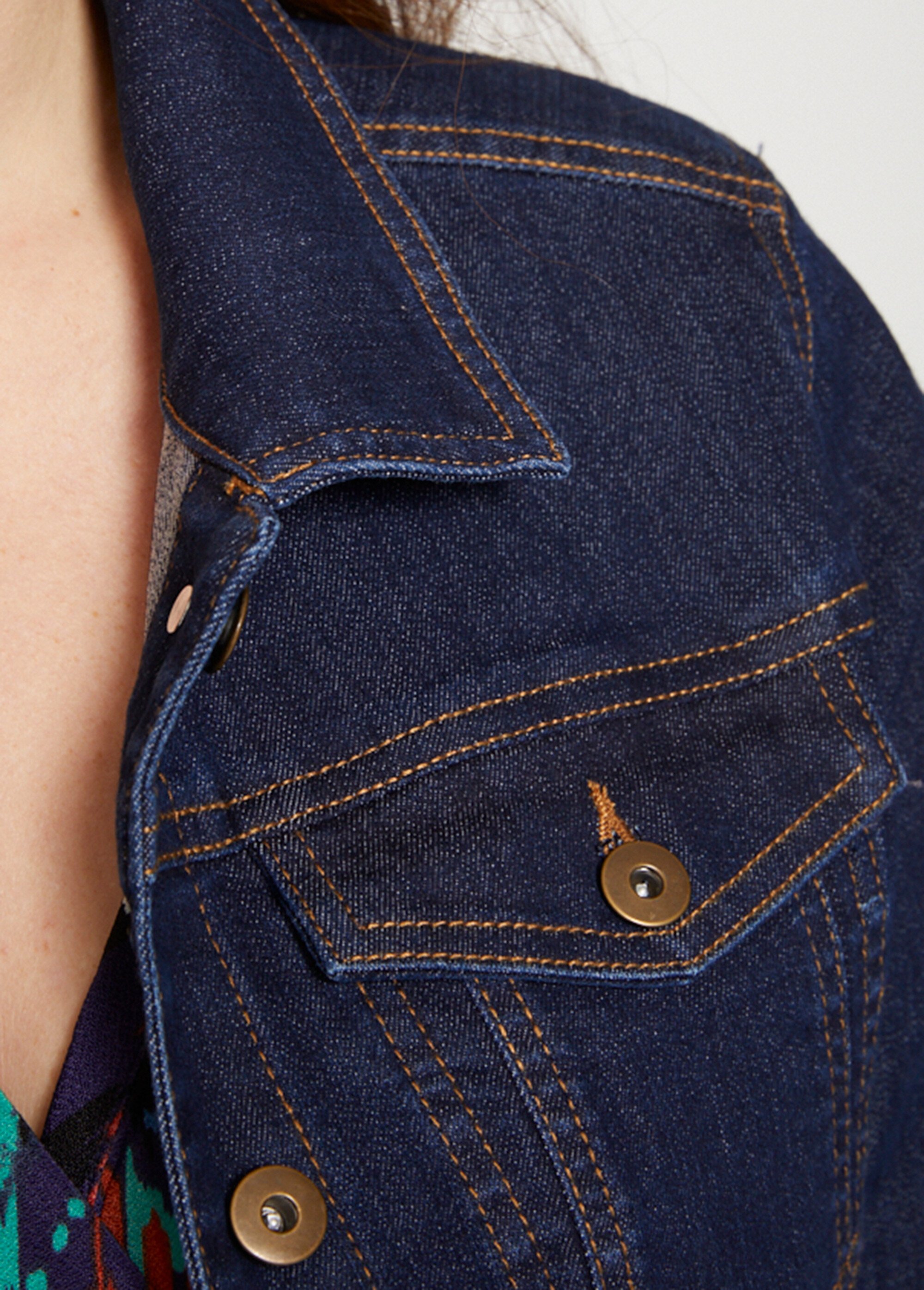 Veste en jean droite boutonnée