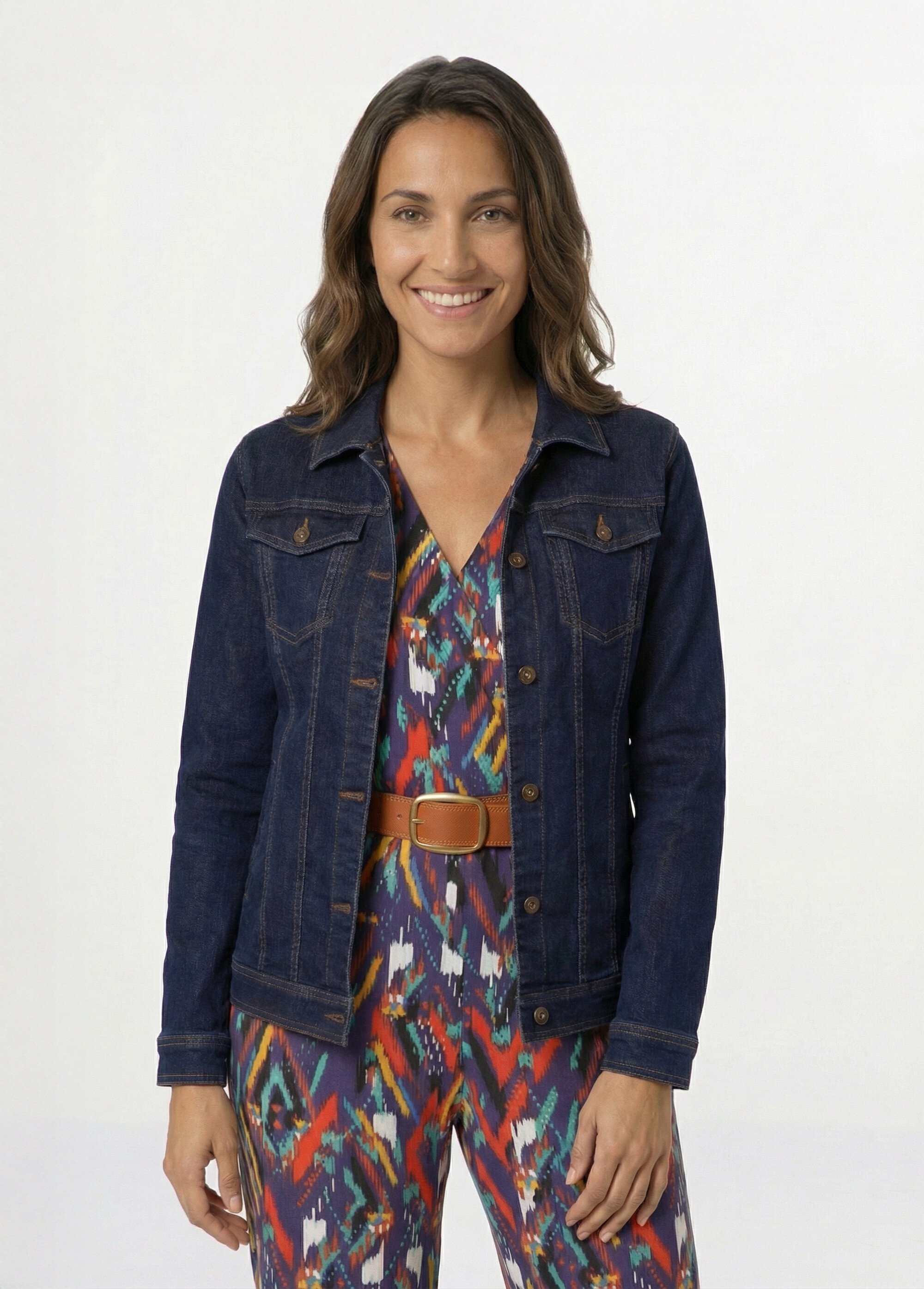 Veste en jean droite boutonnée Femme Bleu TEXIER FA1