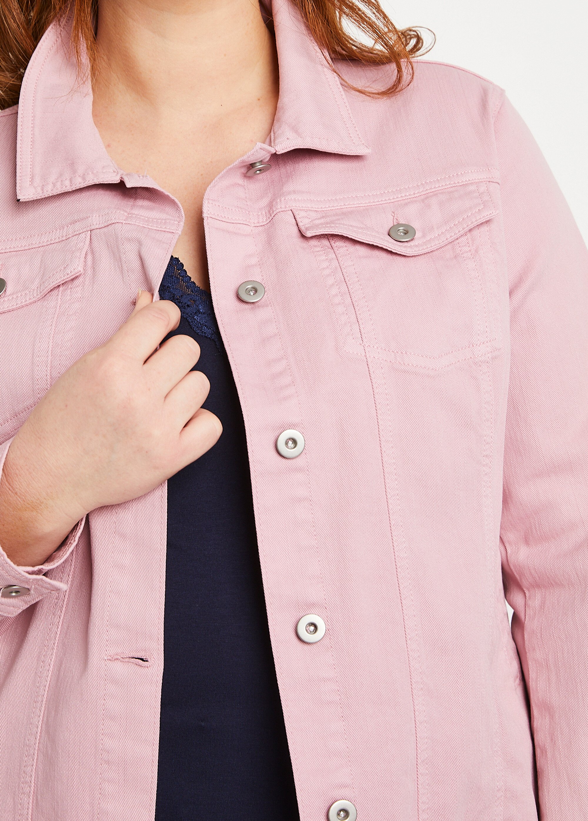 Veste en jean droite boutonnée