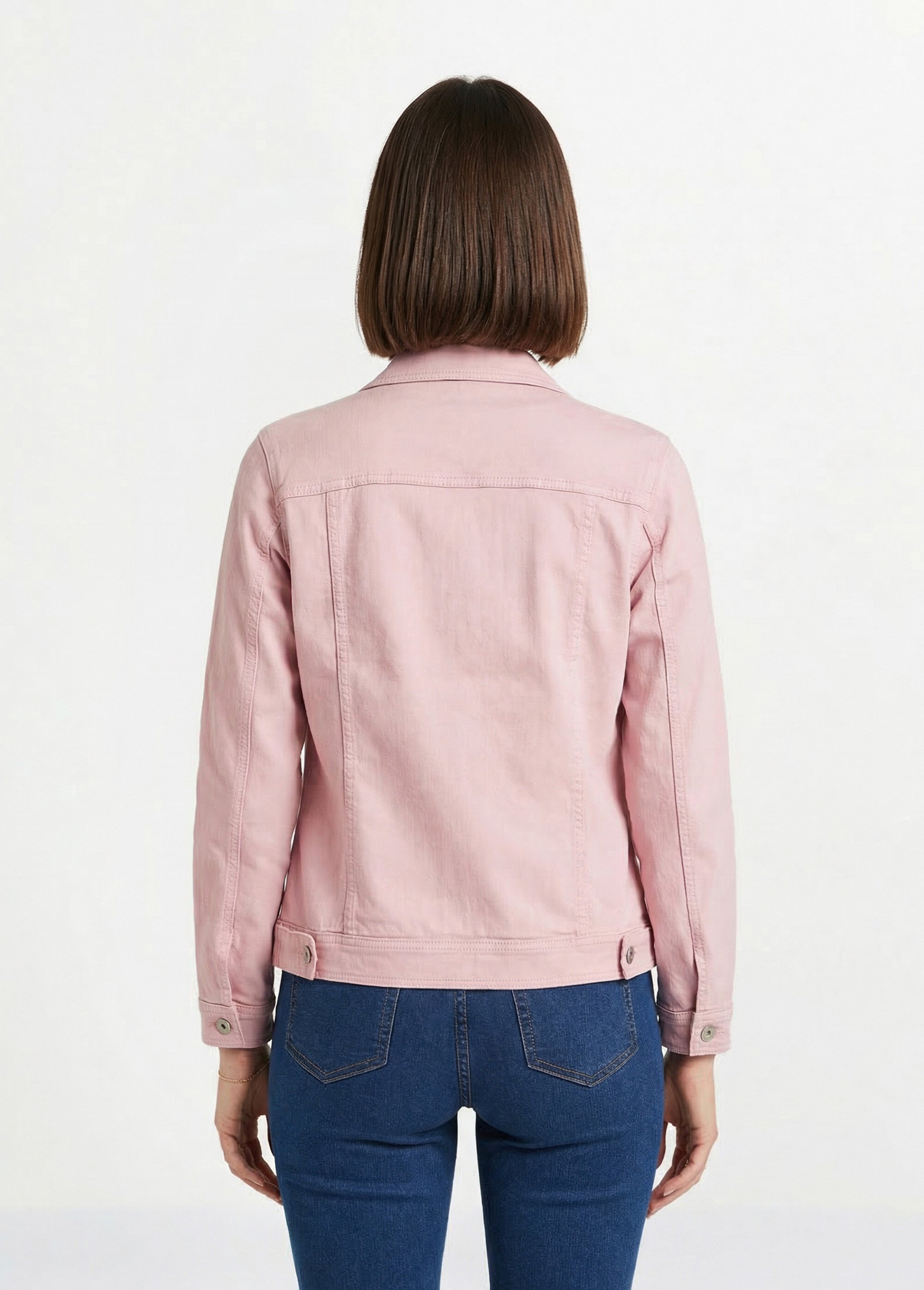 Veste en jean droite boutonnée Femme Rose TEXIER DO1