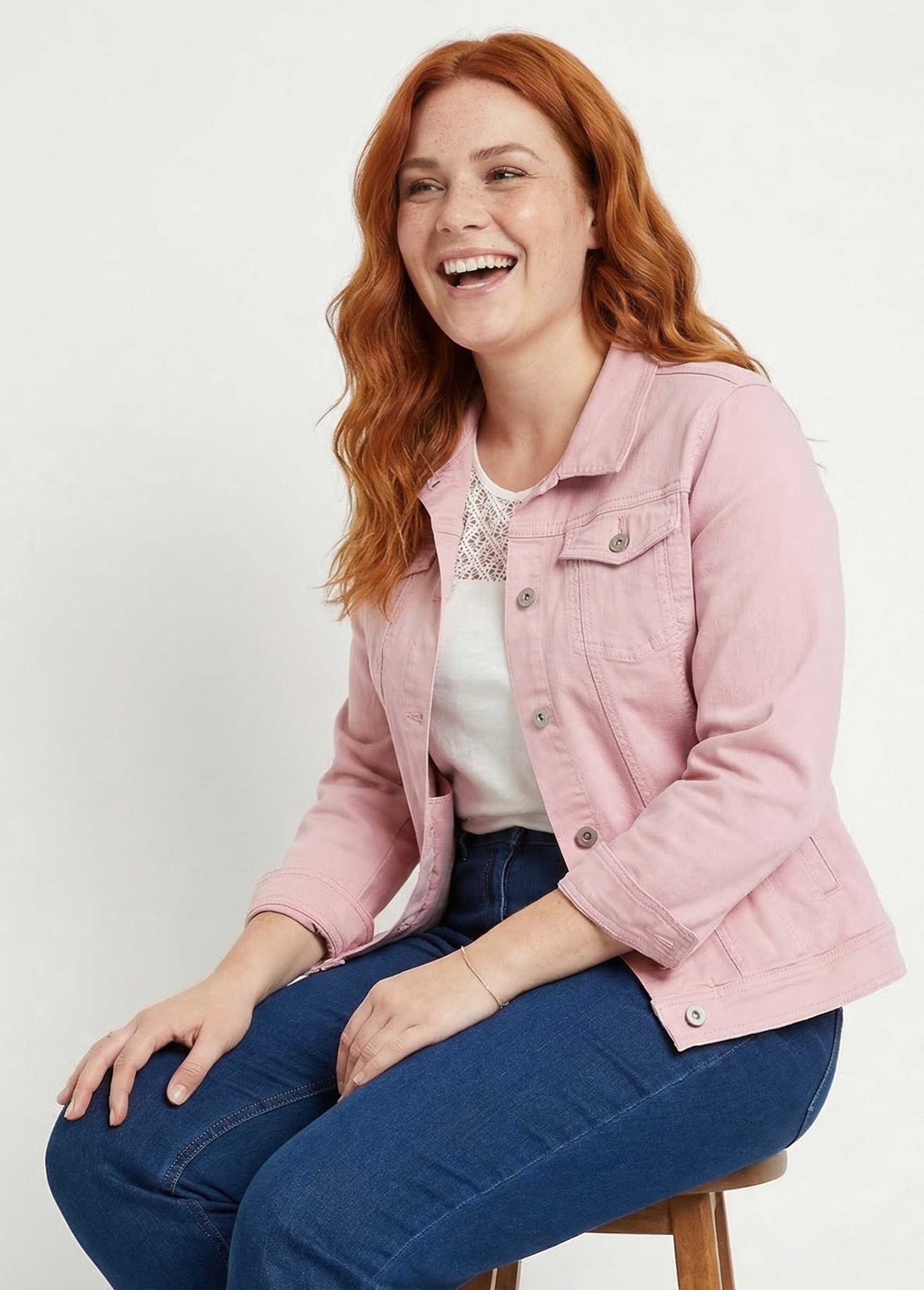 Veste en jean droite boutonnée