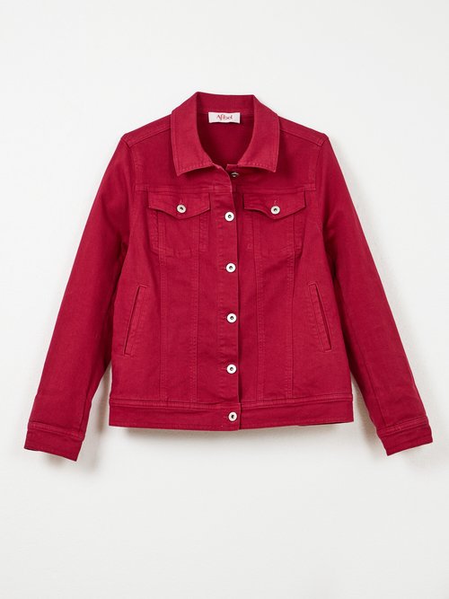 Veste en jean droite boutonnée Femme Rouge TEXIER AP1