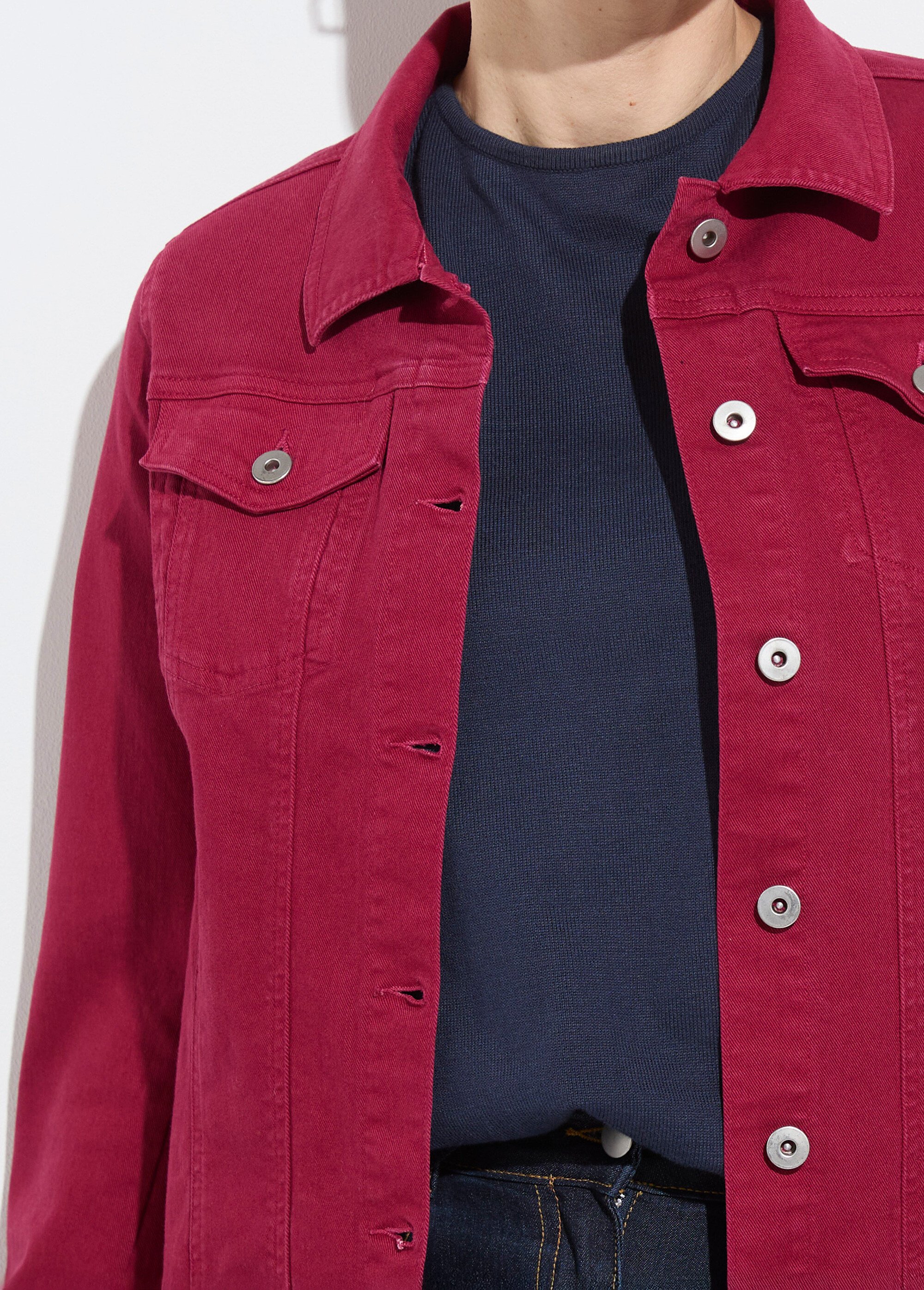 Veste en jean droite boutonnée Femme Rouge TEXIER DE1