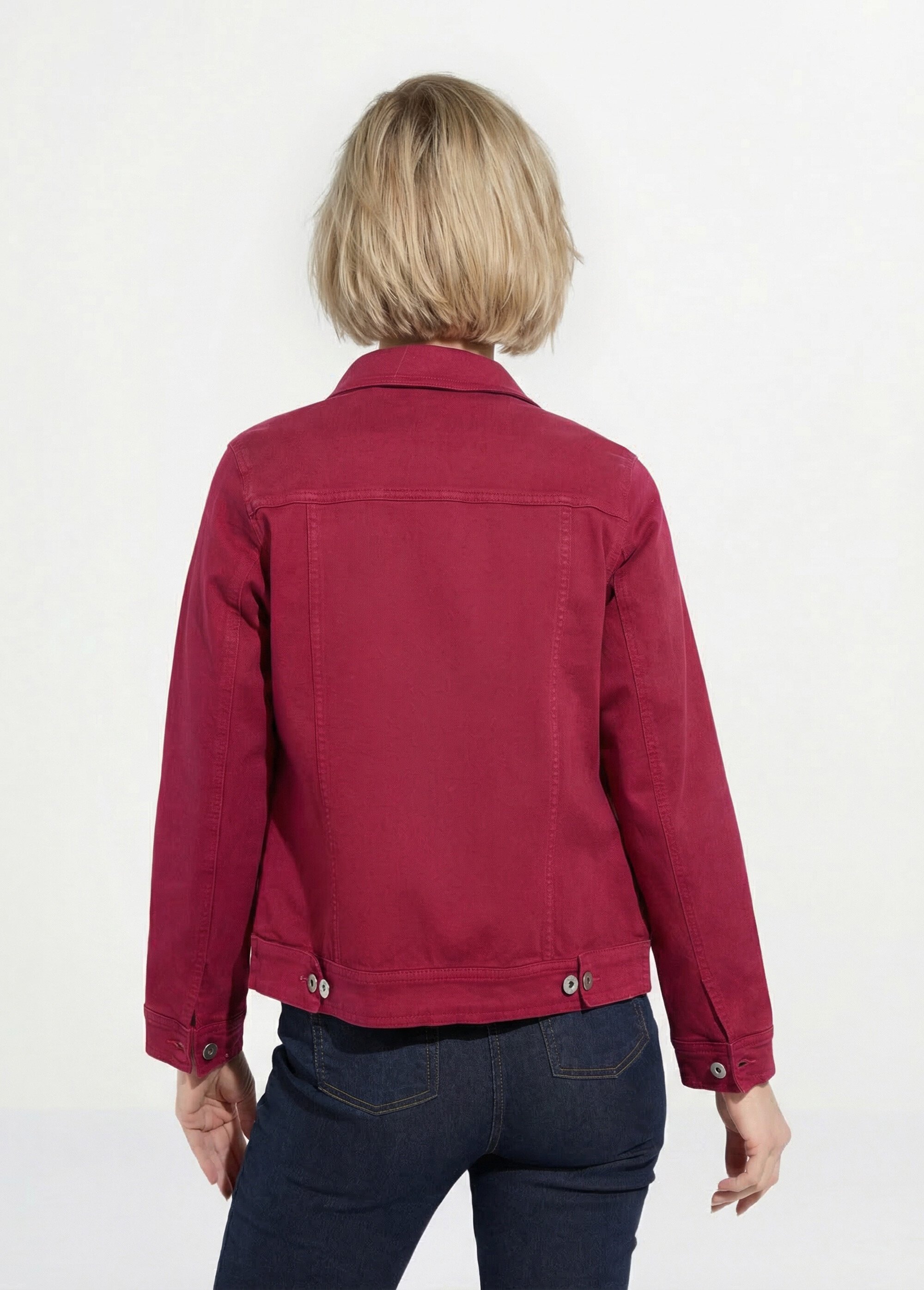 Veste en jean droite boutonnée Femme Rouge TEXIER DO1