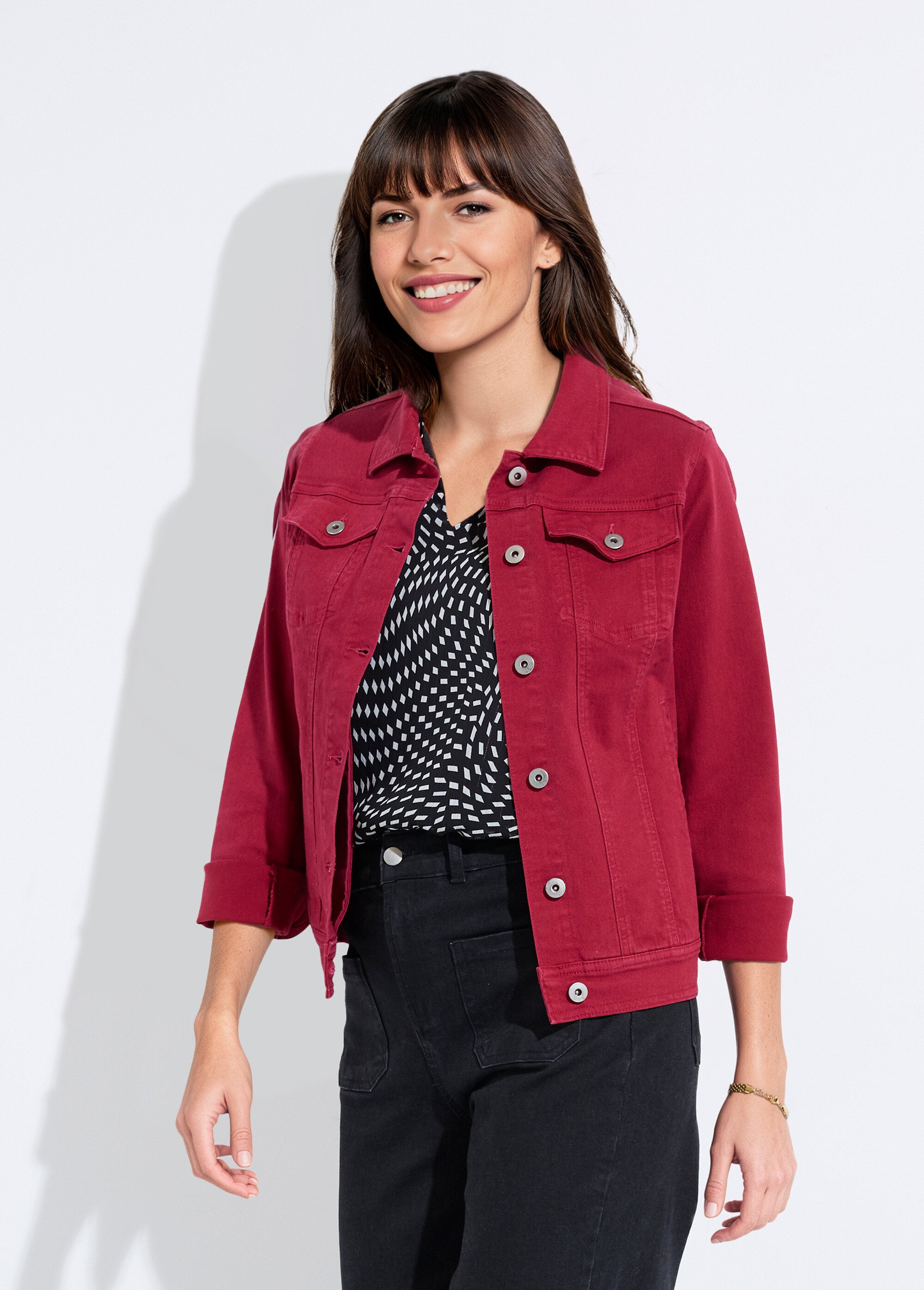 Veste en jean droite boutonnée
