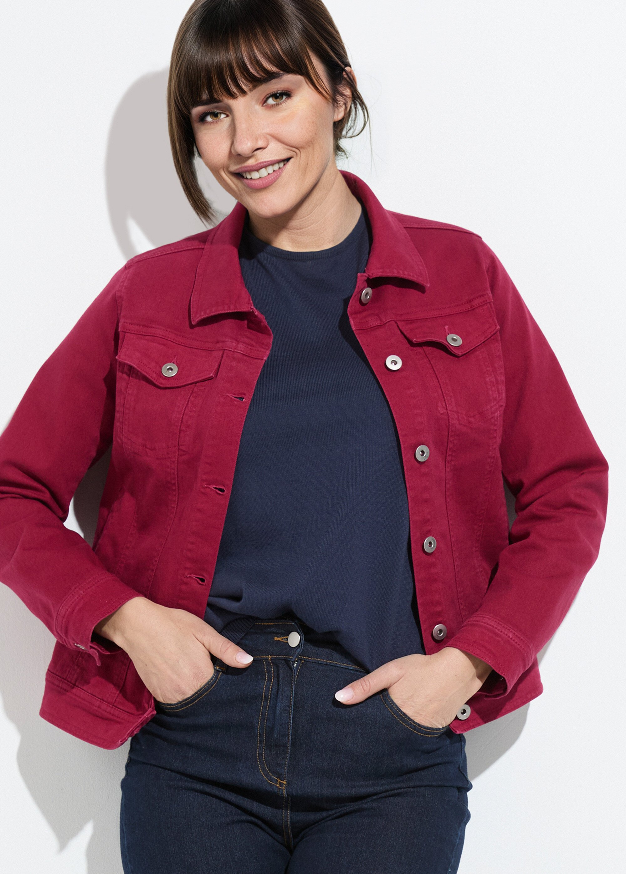 Veste en jean droite boutonnée