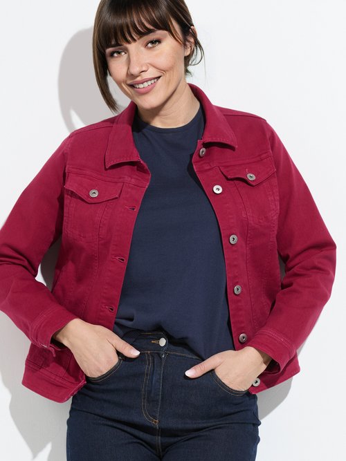 Veste en jean droite boutonnée Femme Rouge TEXIER MV1