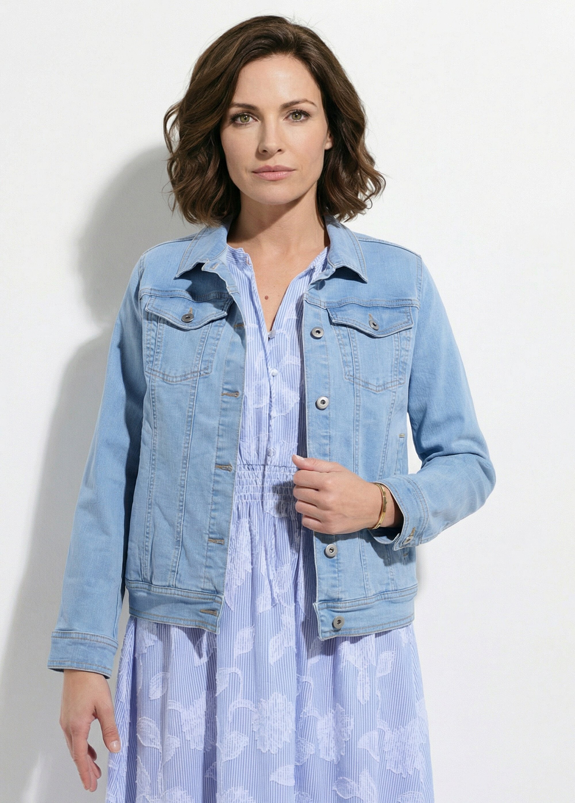Veste en jean droite boutonnée Femme Bleu TEXIER FA1