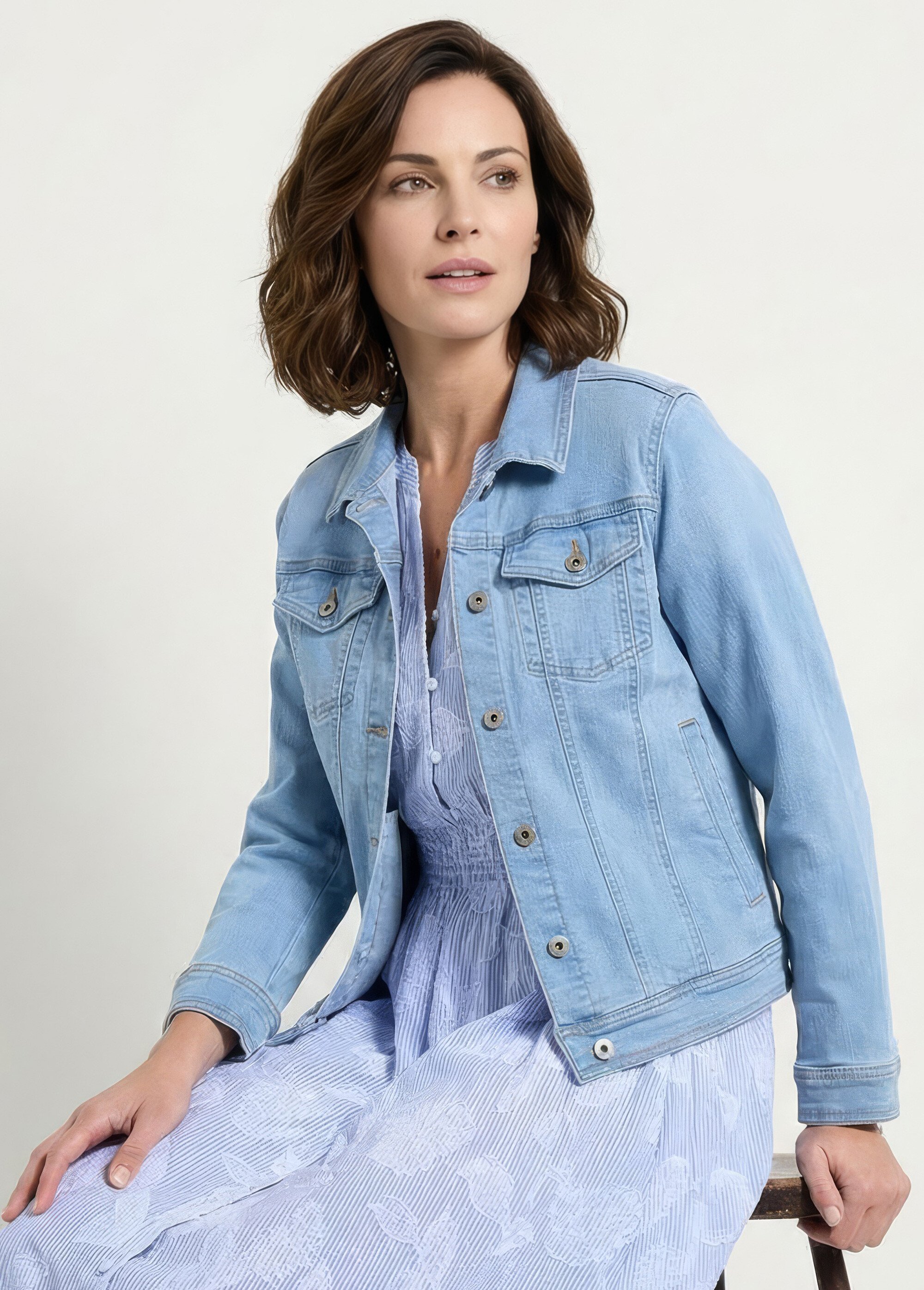 Veste en jean droite boutonnée Femme Bleu TEXIER MV1