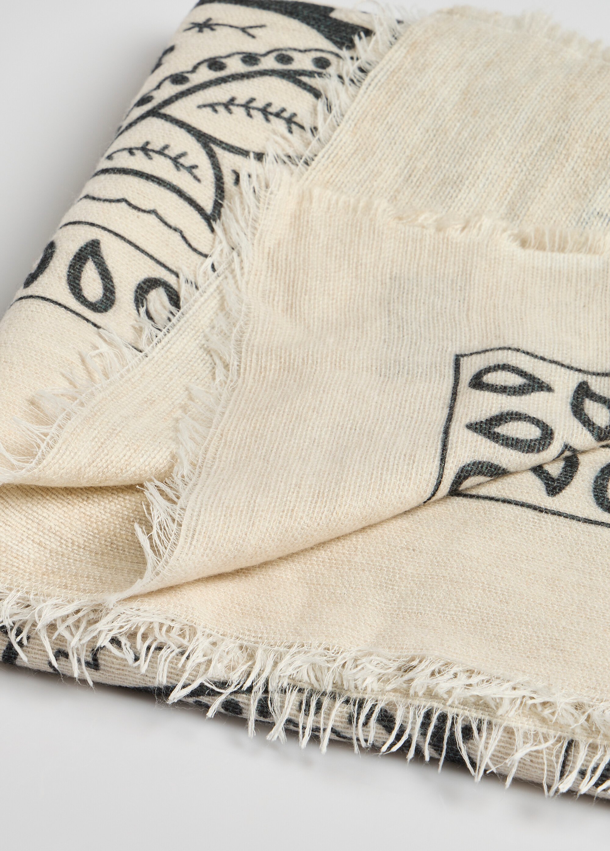 Echarpe carrée motif bandana avec laine Femme Beige AST900611 DE1