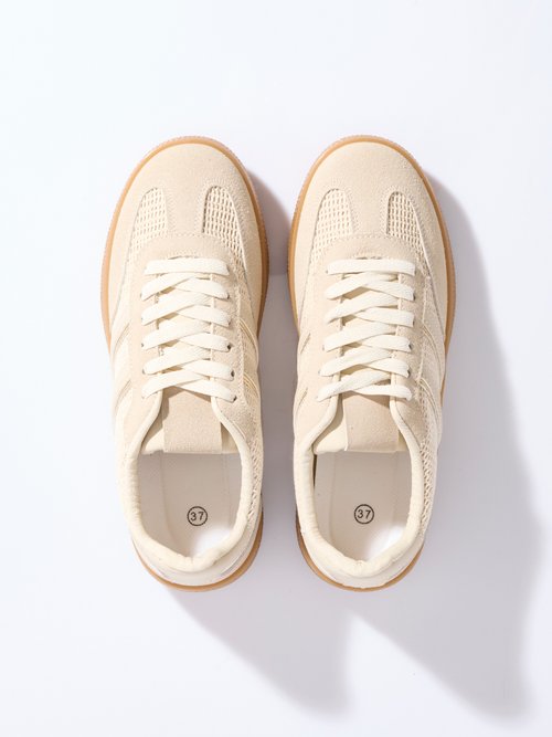 Baskets multimatières + 3 paires lacets Femme Beige LBS-DKB9512 OV1