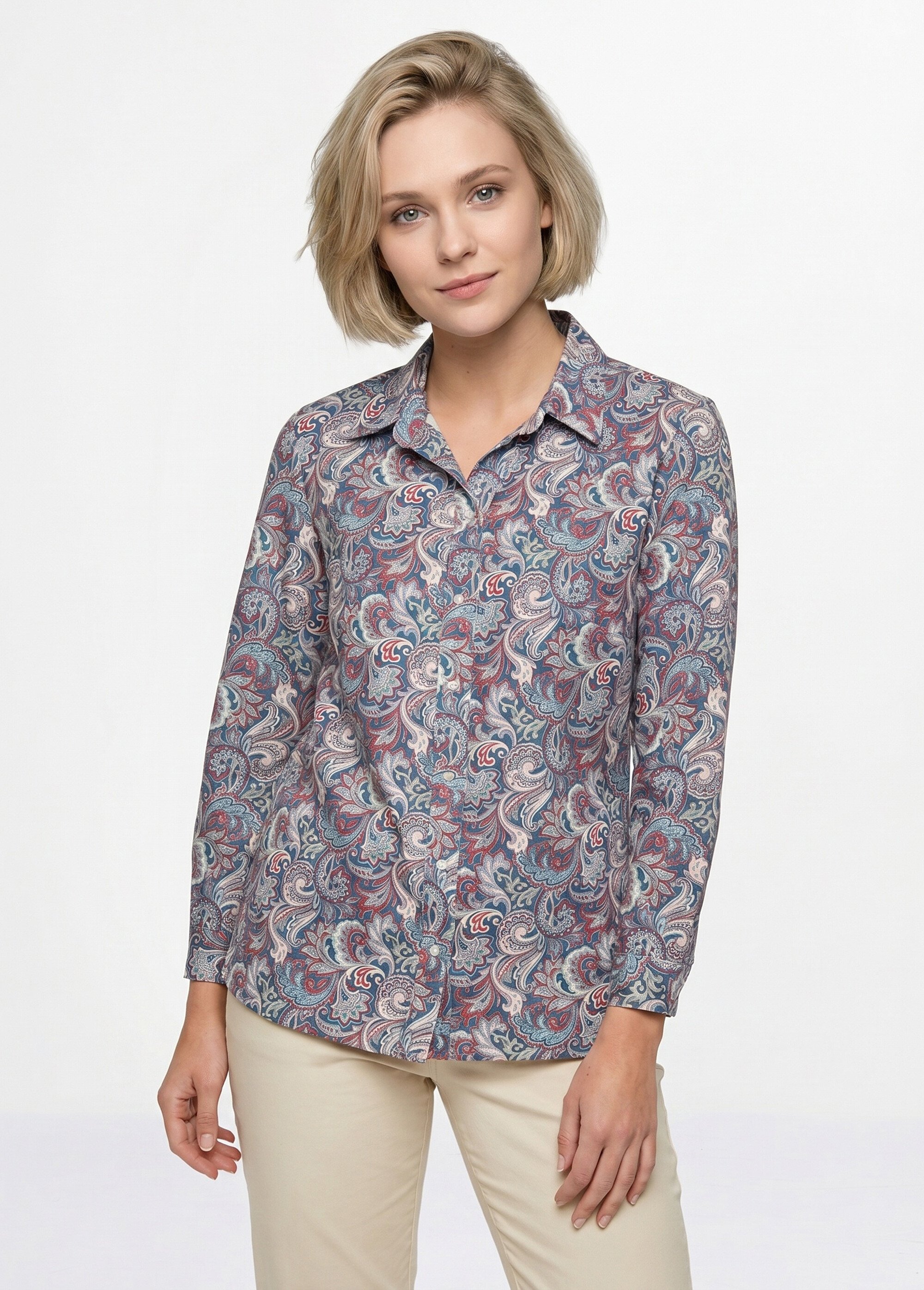 Chemisier long pressionné imprimé façon cachemire Femme Vert COLMERY FA1