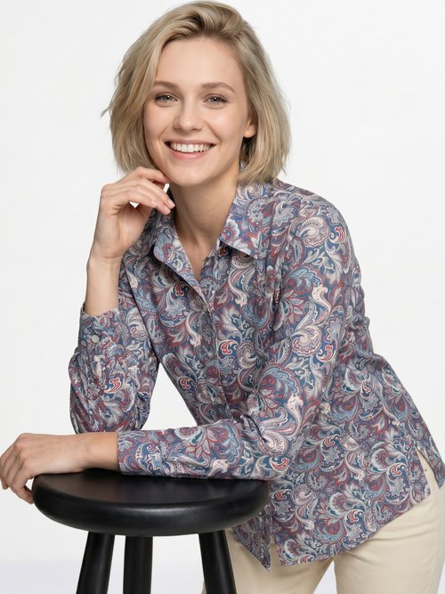 Chemisier long pressionné imprimé façon cachemire Femme Vert COLMERY MV1
